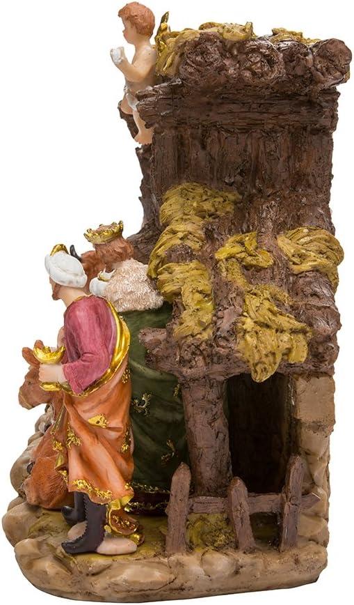 Kurt Adler Resin Nativity Set with Figures and Stable - 11-Piece Set