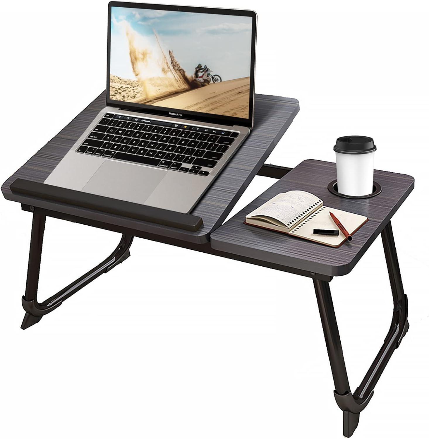 Laptop Desk for Bed, Geyryt Portable Lap Desk Bed Tray Table with Cup Holder Bed Desk for Laptop and Writing Reading Working Eating Gaming in Bed Sofa Floor (Light Weight)