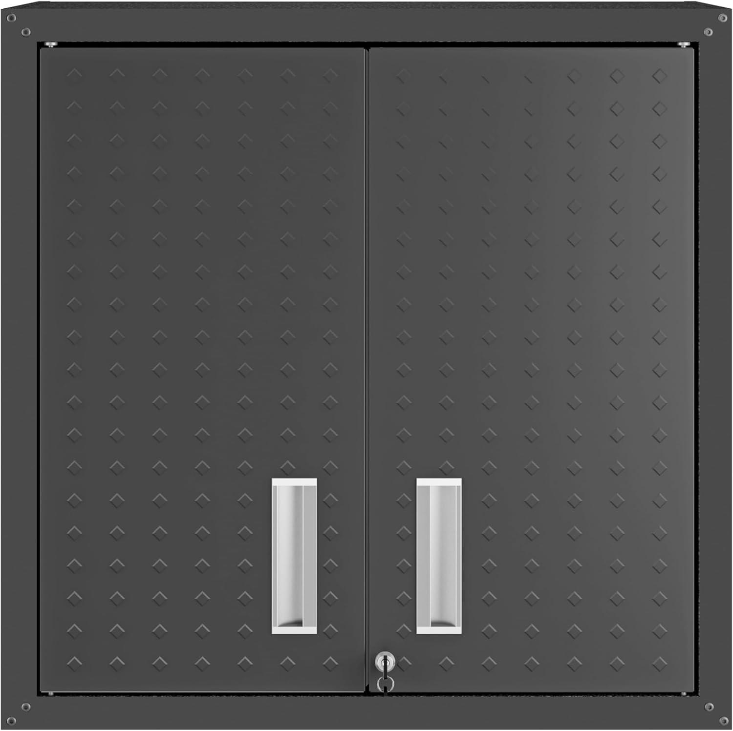 Manhattan Comfort Floating Metal Garage Cabinet Charcoal, Gray