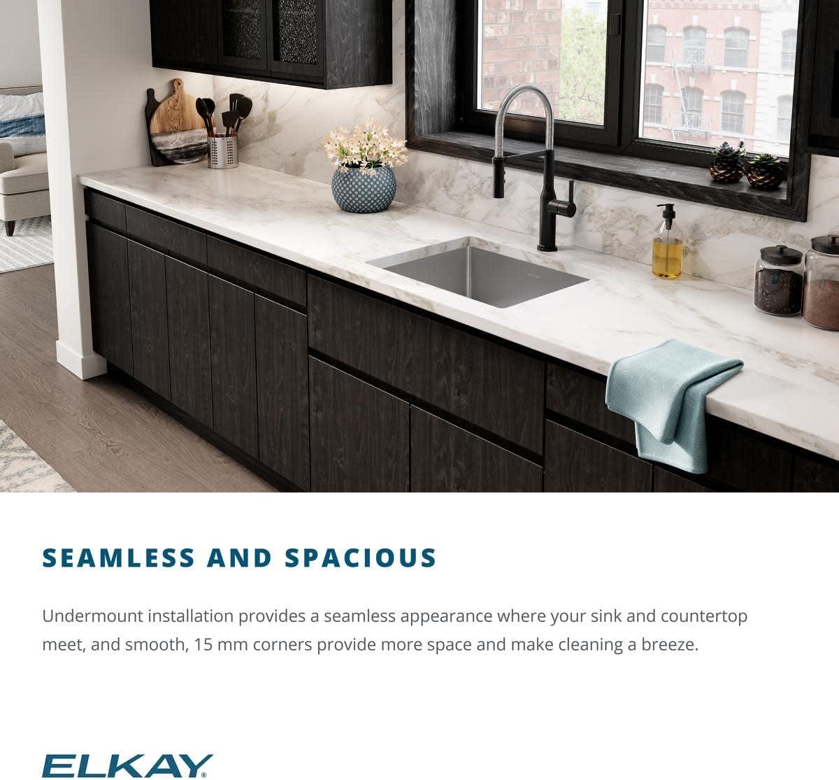 Elkay EFRU2115T Crosstown 23-1/2" Undermount Single Basin Stainless Steel Kitchen Sink - Stainless Steel