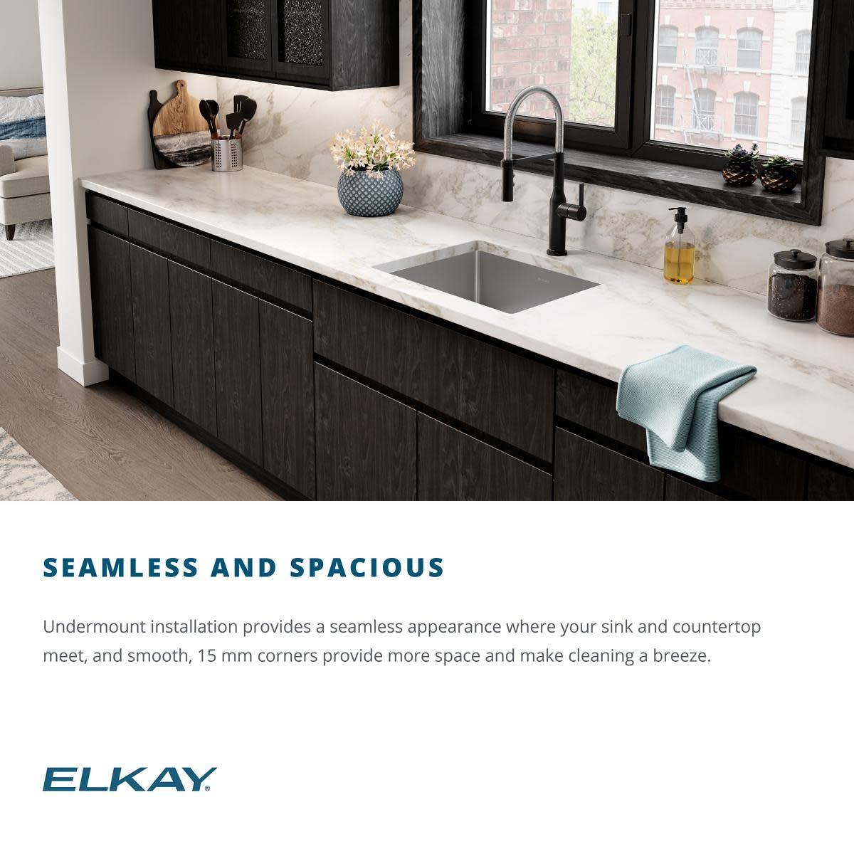 Elkay EFRU2115T Crosstown 23-1/2" Undermount Single Basin Stainless Steel Kitchen Sink - Stainless Steel