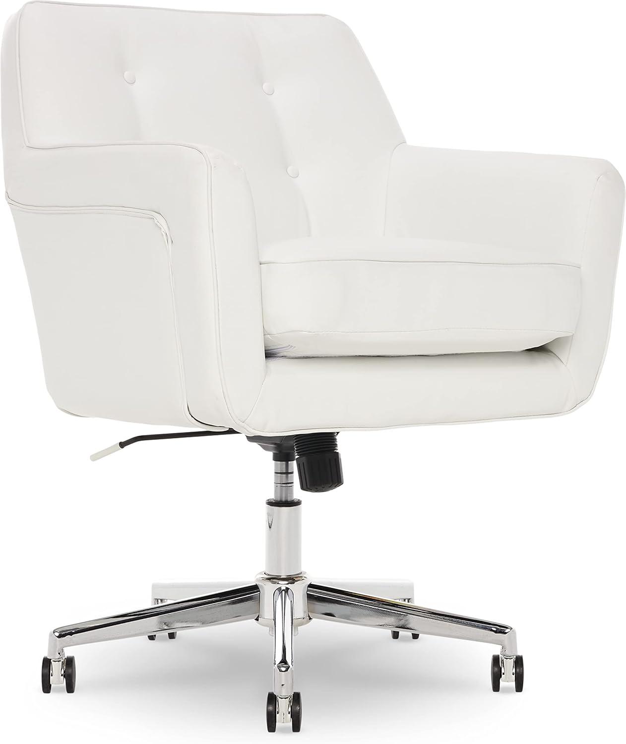 Serta Ashland Modern Office Chair, Mid-Back, Quality Memory Foam Cushion, Metal Base Chrome Finish