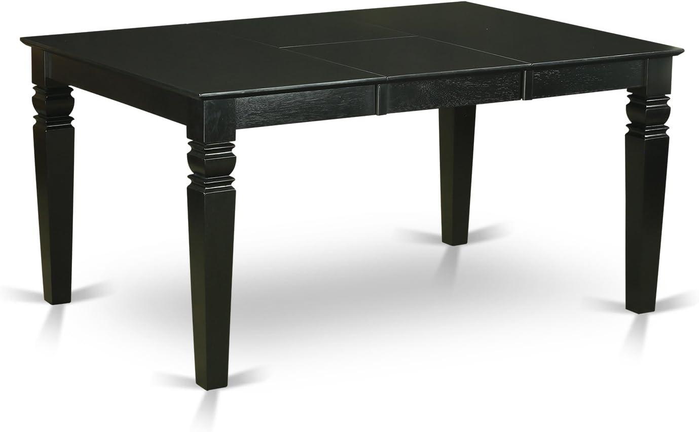 East West Furniture WEDR7-BLK-24 7 Piece Dining Set Consist of a Rectangle Dining Room Table with Butterfly Leaf and 6 Black Color Linen Fabric Upholstered Chairs, 42x60 Inch, Black