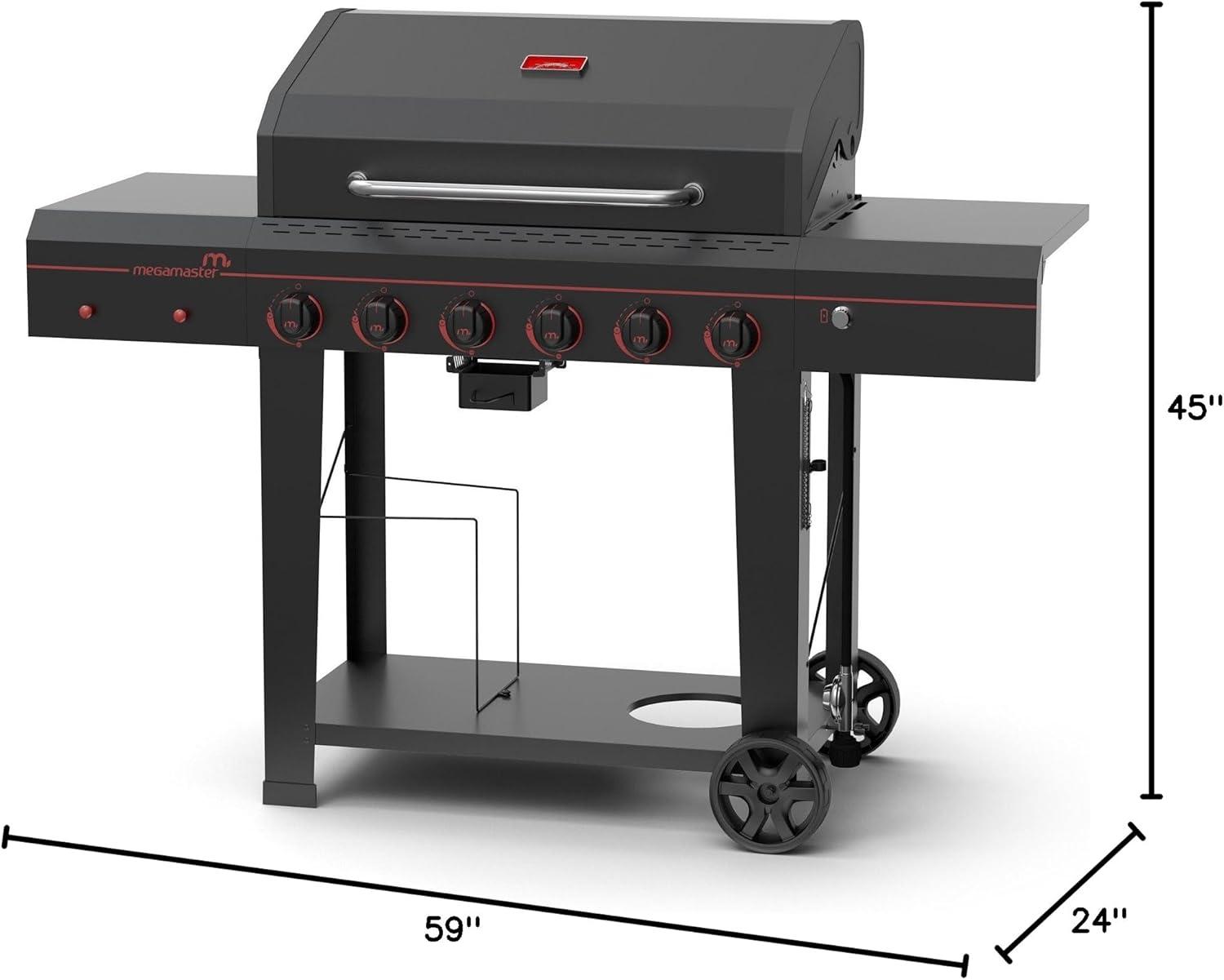 Megamaster 6-Burner Black Stainless Steel Propane Gas Grill