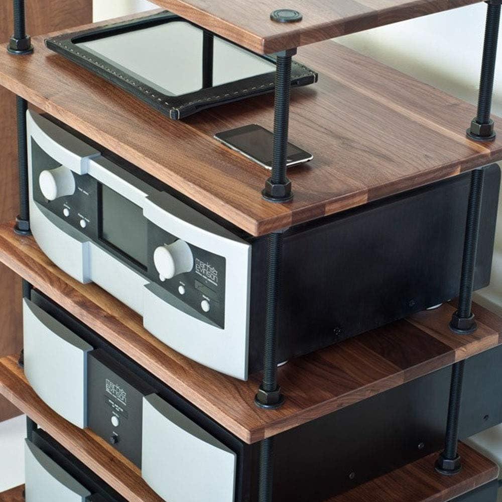 Modular Black MDF & Steel Audio Stand with Adjustable Shelving