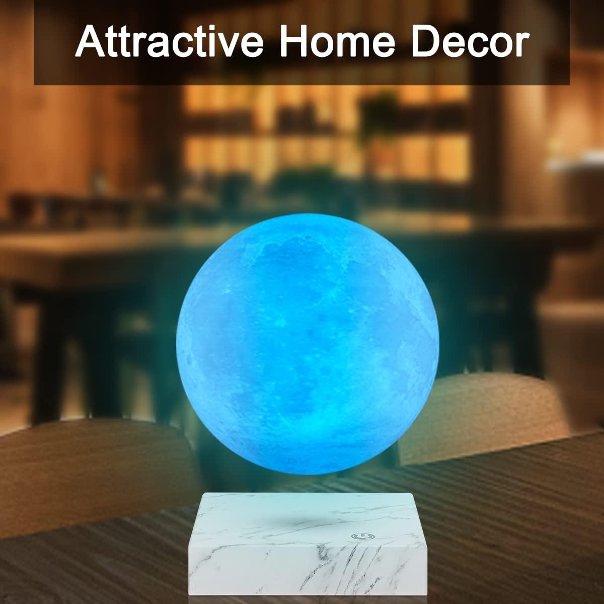 VGAzer Moon Lamp 3D Printing Magnetic Levitating Moon Light Lamps for Home、Office Decor, Creative Gift-6 Inch,Has 16 Colors 20 Modes