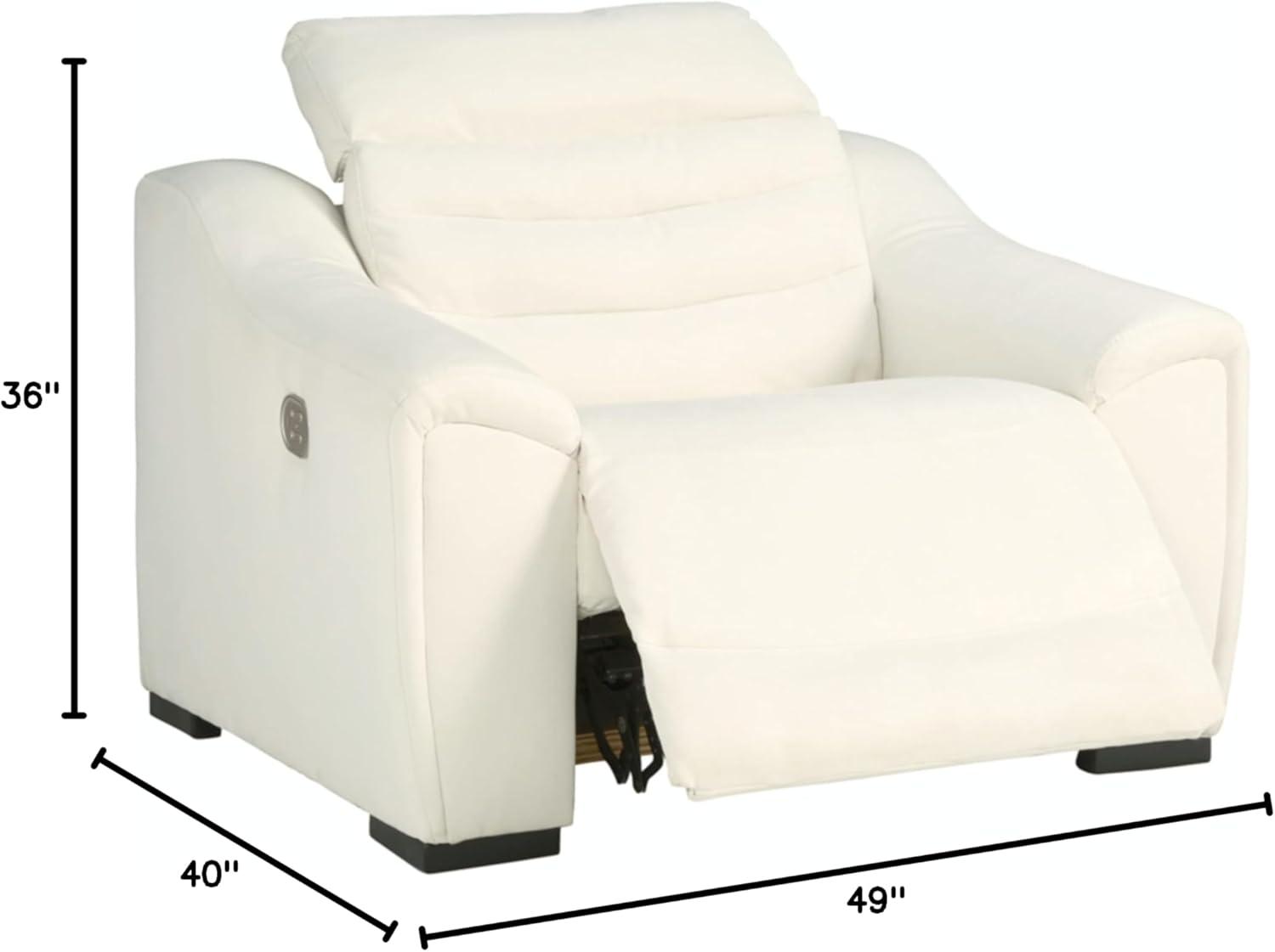 White Faux Leather Contemporary Recliner with Adjustable Headrest