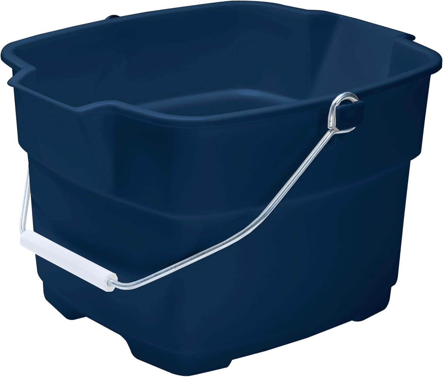 Blue 15-Quart Plastic Utility Cleaning Bucket with Pour Spout