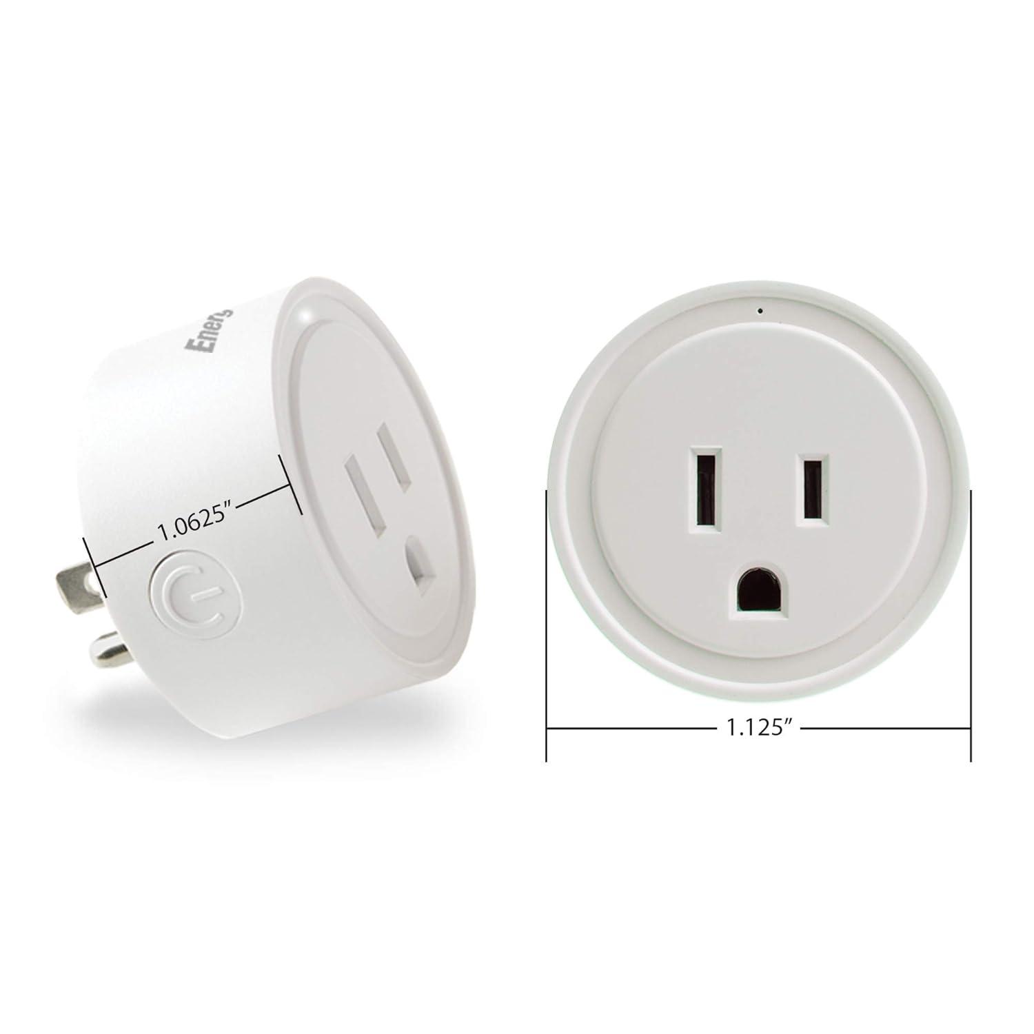 Energizer Smart Wi-Fi 15 Amp Wall Outlet Plug, Voice Control, Remote Access, Mobile App