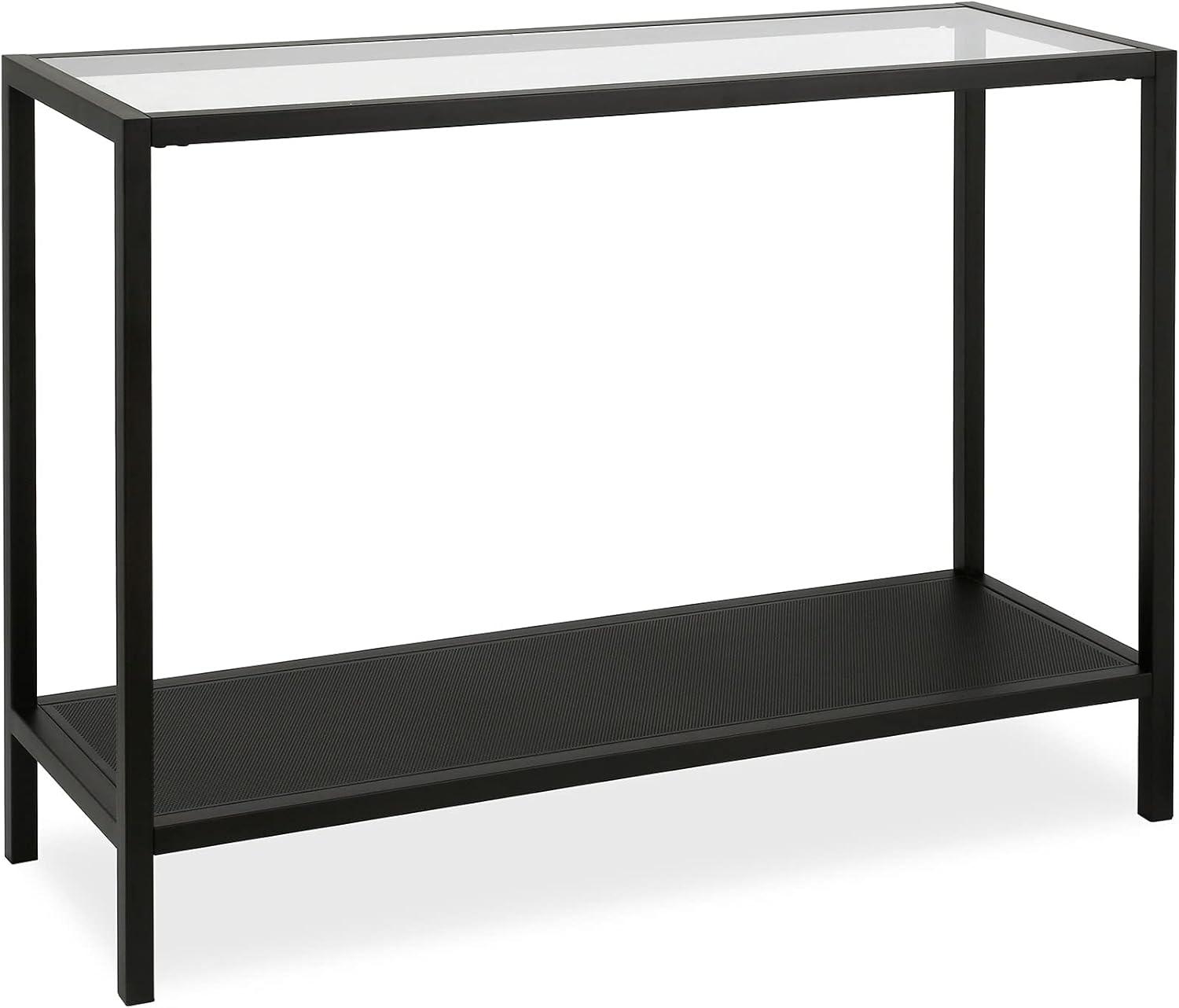 Evelyn&Zoe Rigan 46" Wide Rectangular Console Table, Blackened Bronze