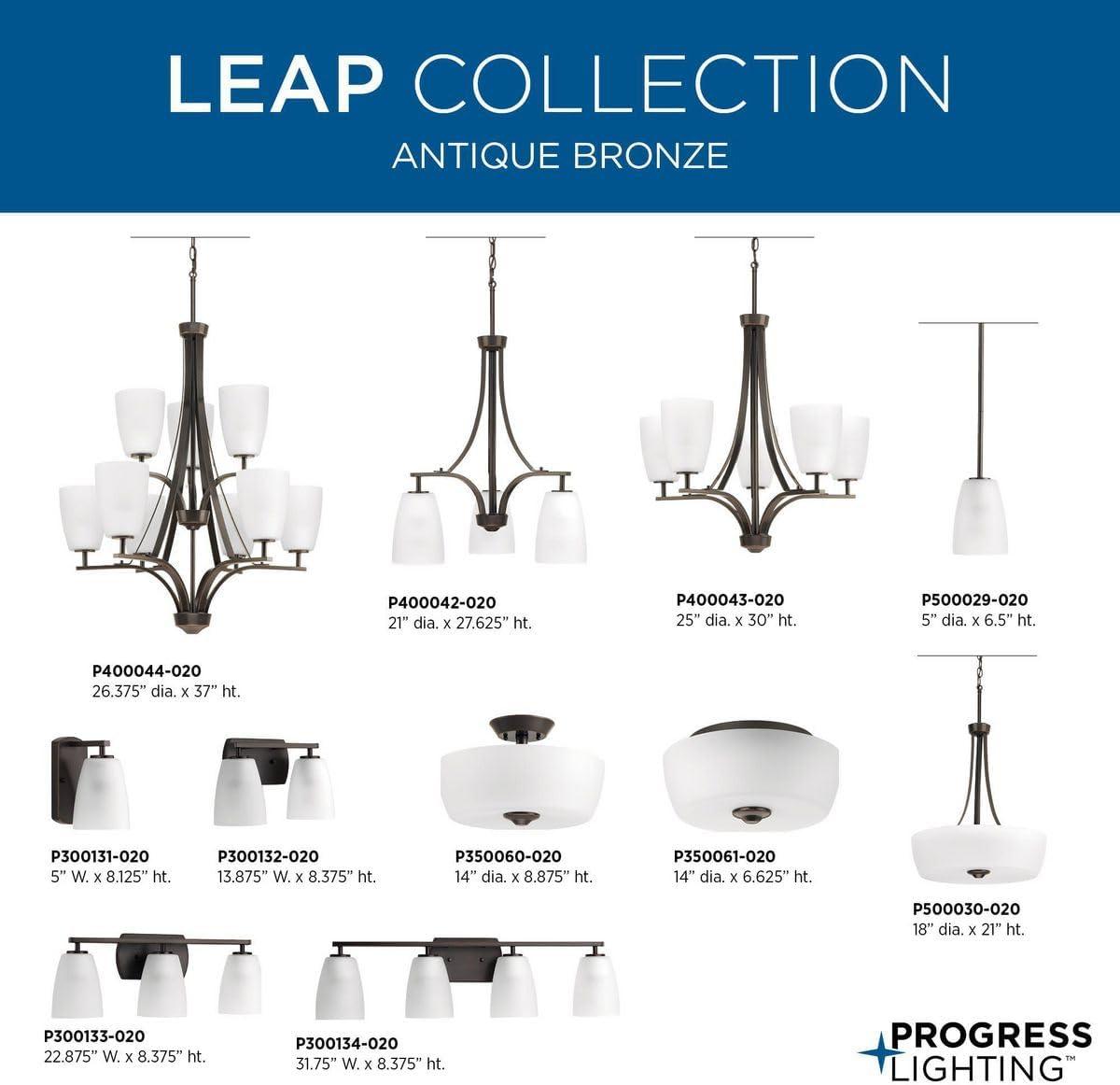 Progress Lighting Leap 1-Light Mini-Pendant, Brushed Nickel, Glass, Antique Bronze, Etched Shade