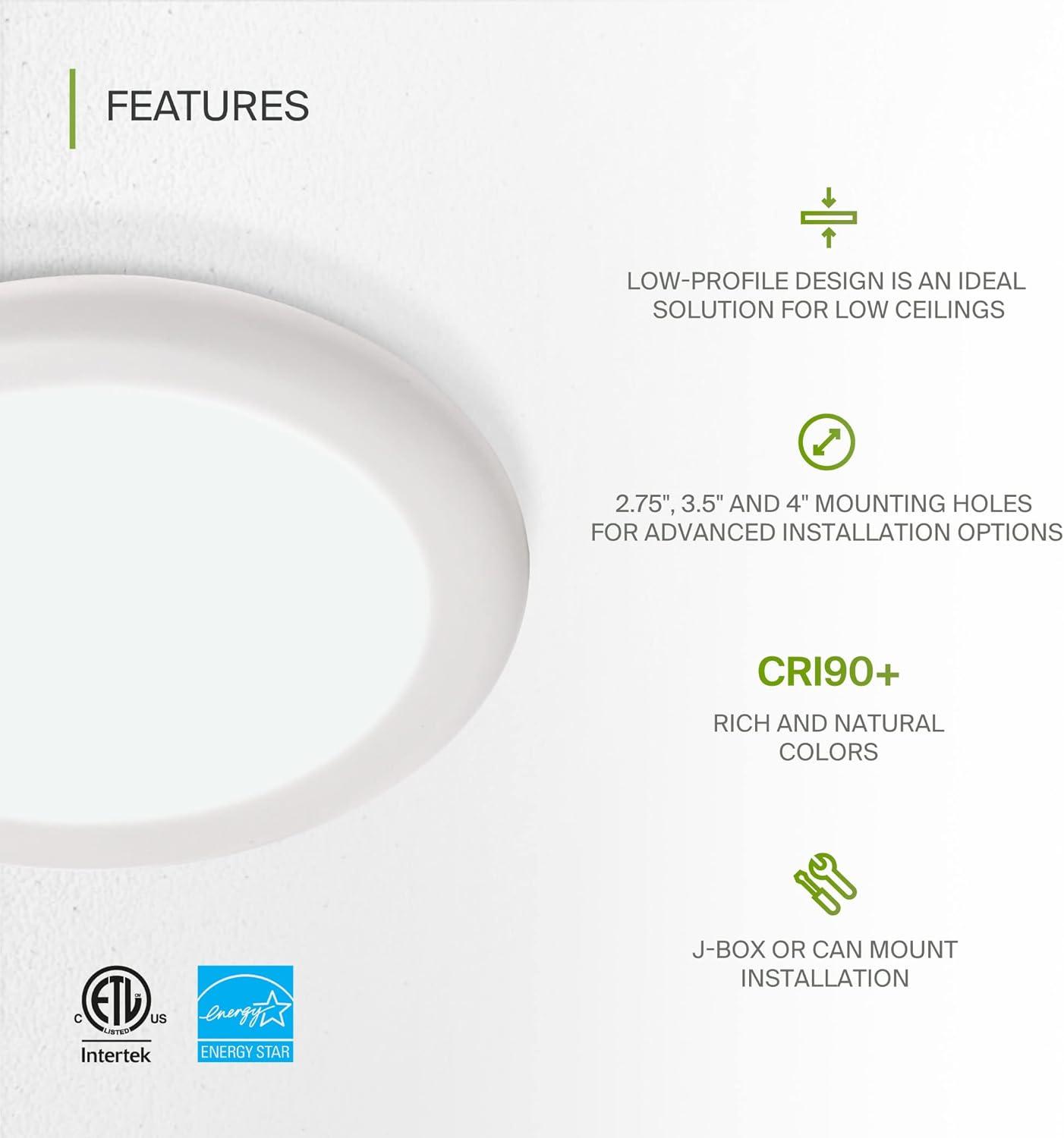 ASD LED Disk Lights 6 Inch | 5000K Daylight, 15W 1300LM | Low Profile Dimmable Flush Mount Ceiling Light, Surface Mount Lighting Fixture for Kitchen, Bedroom, Bathroom | ETL Energy Star - 12 Pack