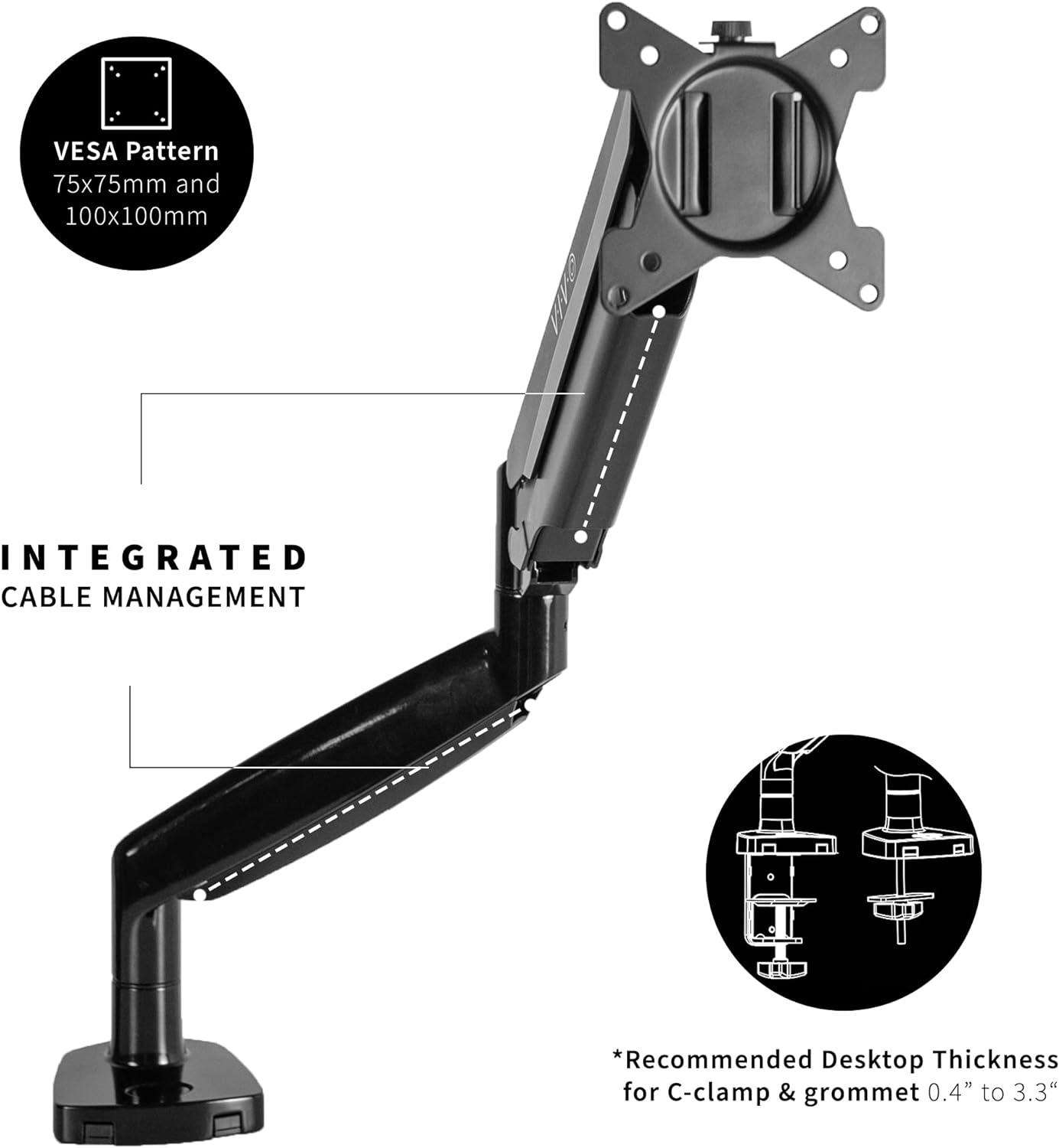 VIVO Single Ultrawide 35" Monitor Desk Mount with Pneumatic Spring Arm