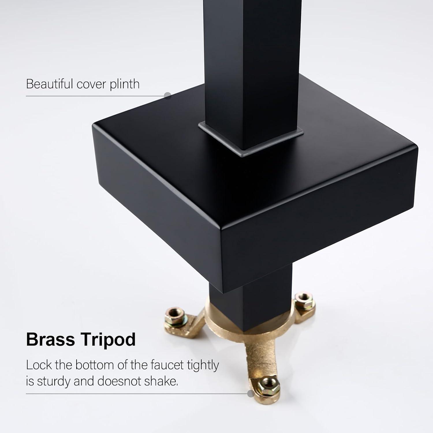 Matte Black Brass Waterfall Freestanding Tub Faucet with Hand Shower