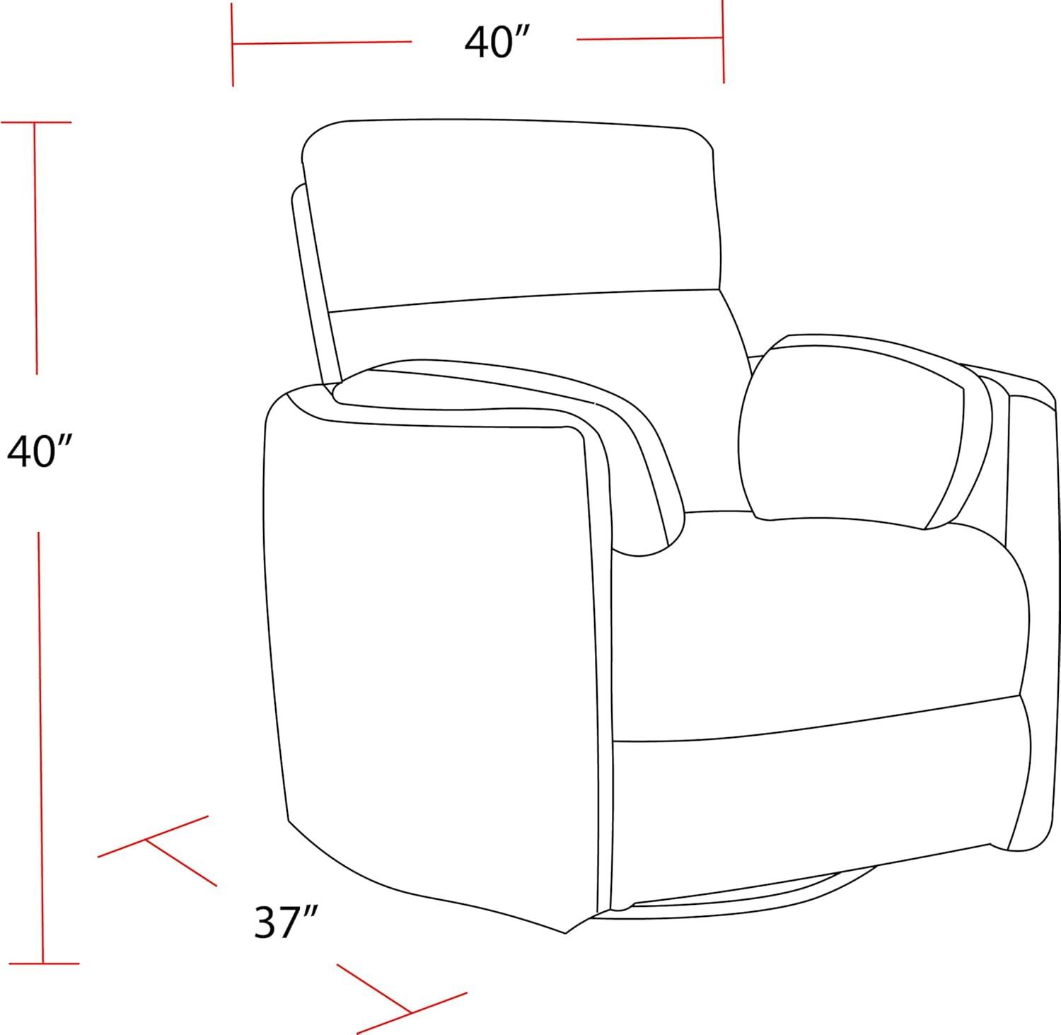 Cream Leather Swivel Glider Recliner with Wood Frame