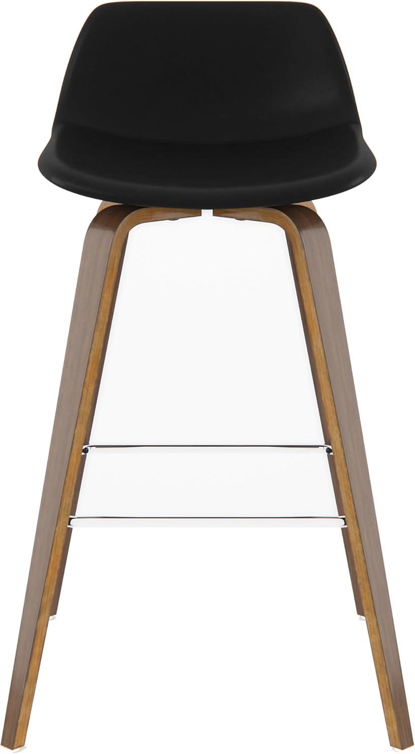 Simpli Home Randolph Bentwood Counter Height Stool (Set Of 2) In Black Vegan Faux Leather