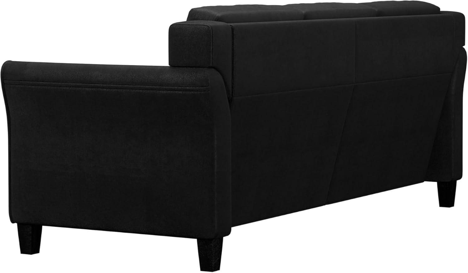 LifeStyle Solutions Hartford Modern Microfiber Sofa in Black