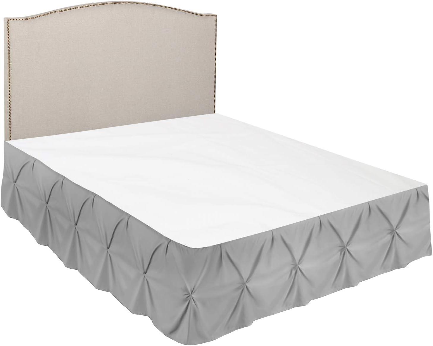 Nestl Light Grey Bed Skirt Queen Size, Pinch Pleat Queen Bed Skirt, 14" Inch Drop Queen Bedskirt, Hotel Quality Light Grey Bed Skirts, Microfiber Bedskirt for Queen Bed, Light Grey Queen Bed Skirt