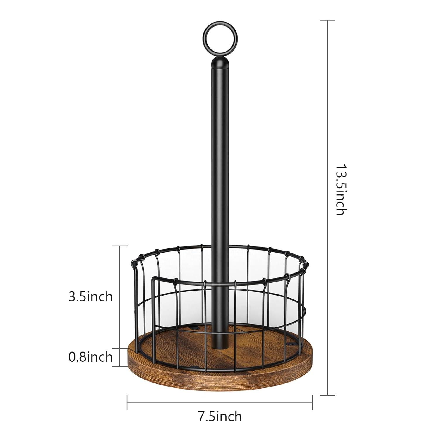 One Allium Way® Paper Towel Holder Countertop, Standing Paper Towel Roll Holder For Bathroom, Paper Towel Rack With Heavy Duty Wooden Base For Kitchen Counter, Fits Standard Or Jumbo-Sized Rolls,(Brown)