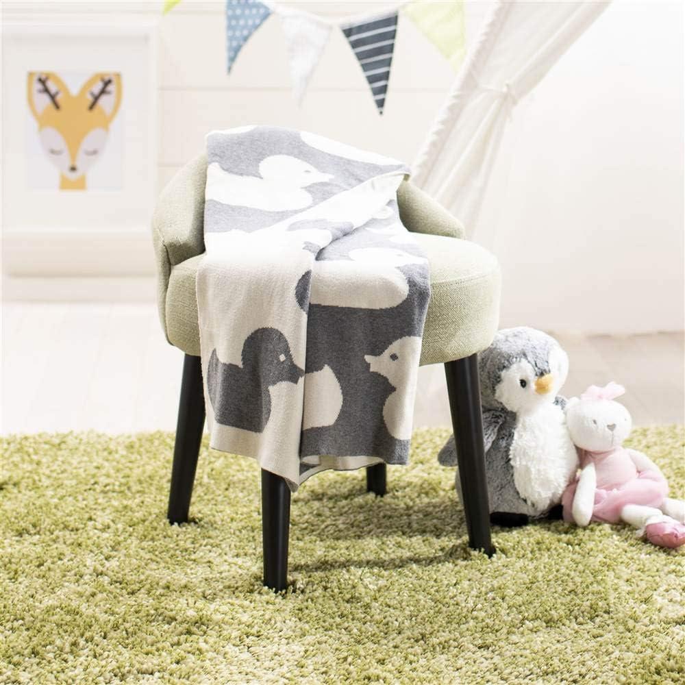 SAFAVIEH Duckie Cotton 32" x 40" Baby Throw, Grey/Ivory