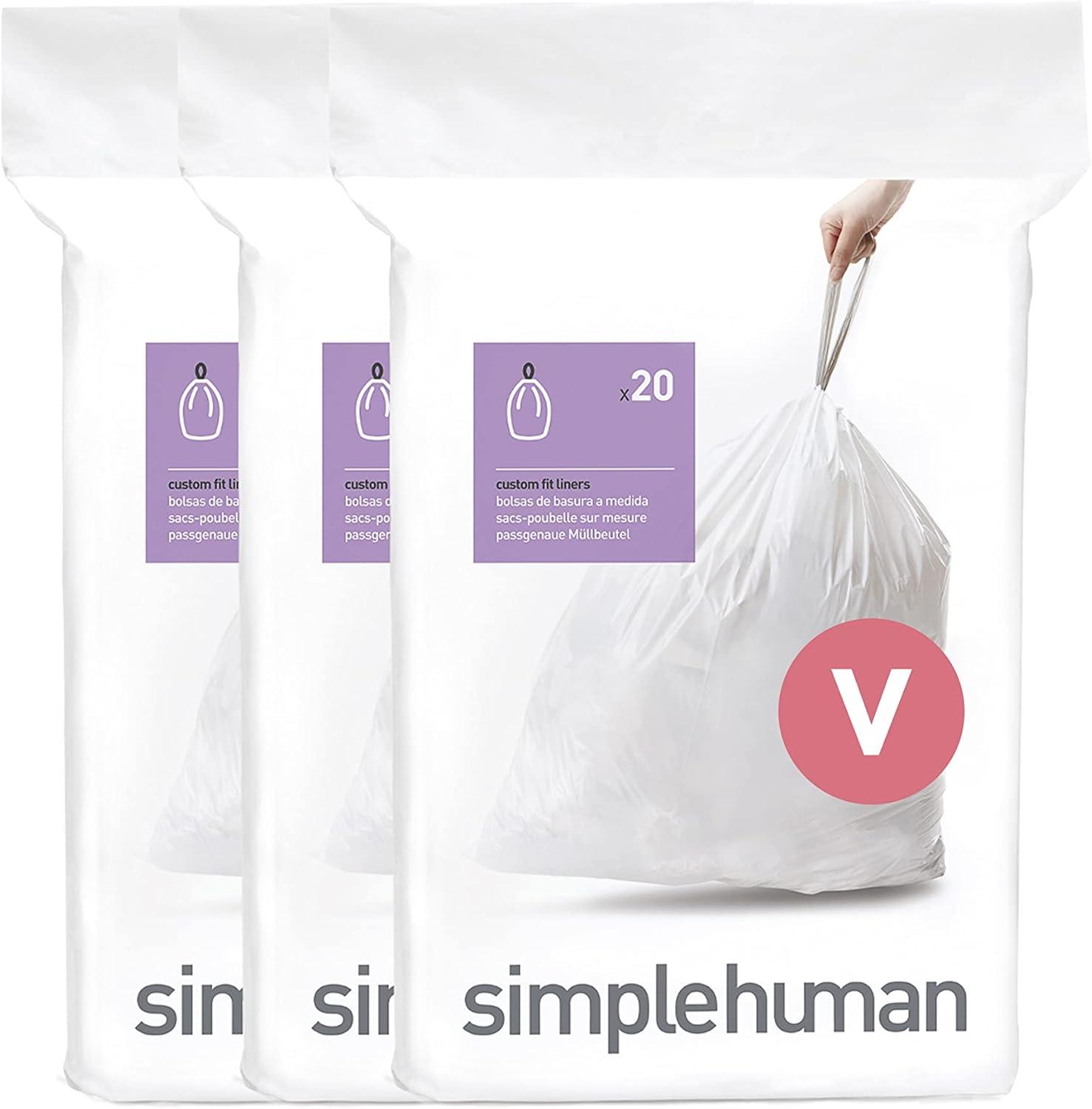 simplehuman White Plastic Drawstring Trash Bag Liners 16-18L 60ct