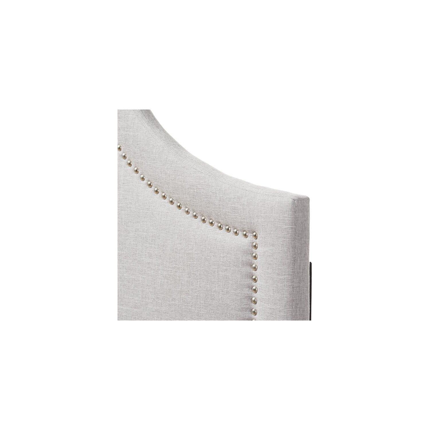 Twin Rita Modern And Contemporary Fabric Upholstered Headboard Grayish Beige - Baxton Studio: Silver Nailhead Trim, Rubberwood Frame