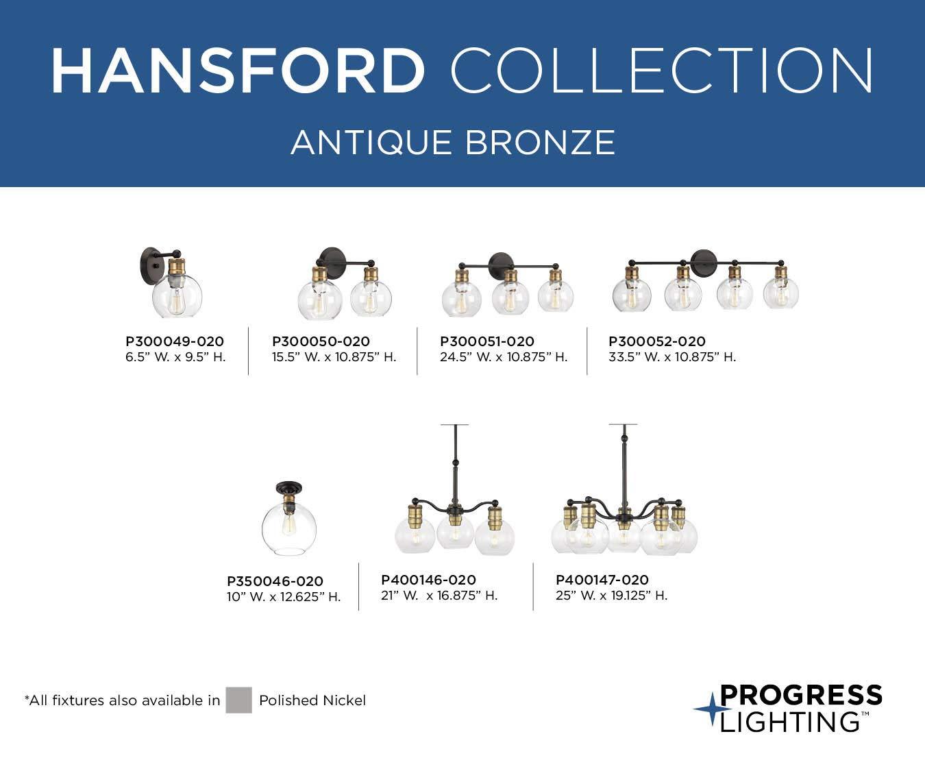 Progress Lighting - One Light Flush Mount - Close-to-Ceiling - Hansford -