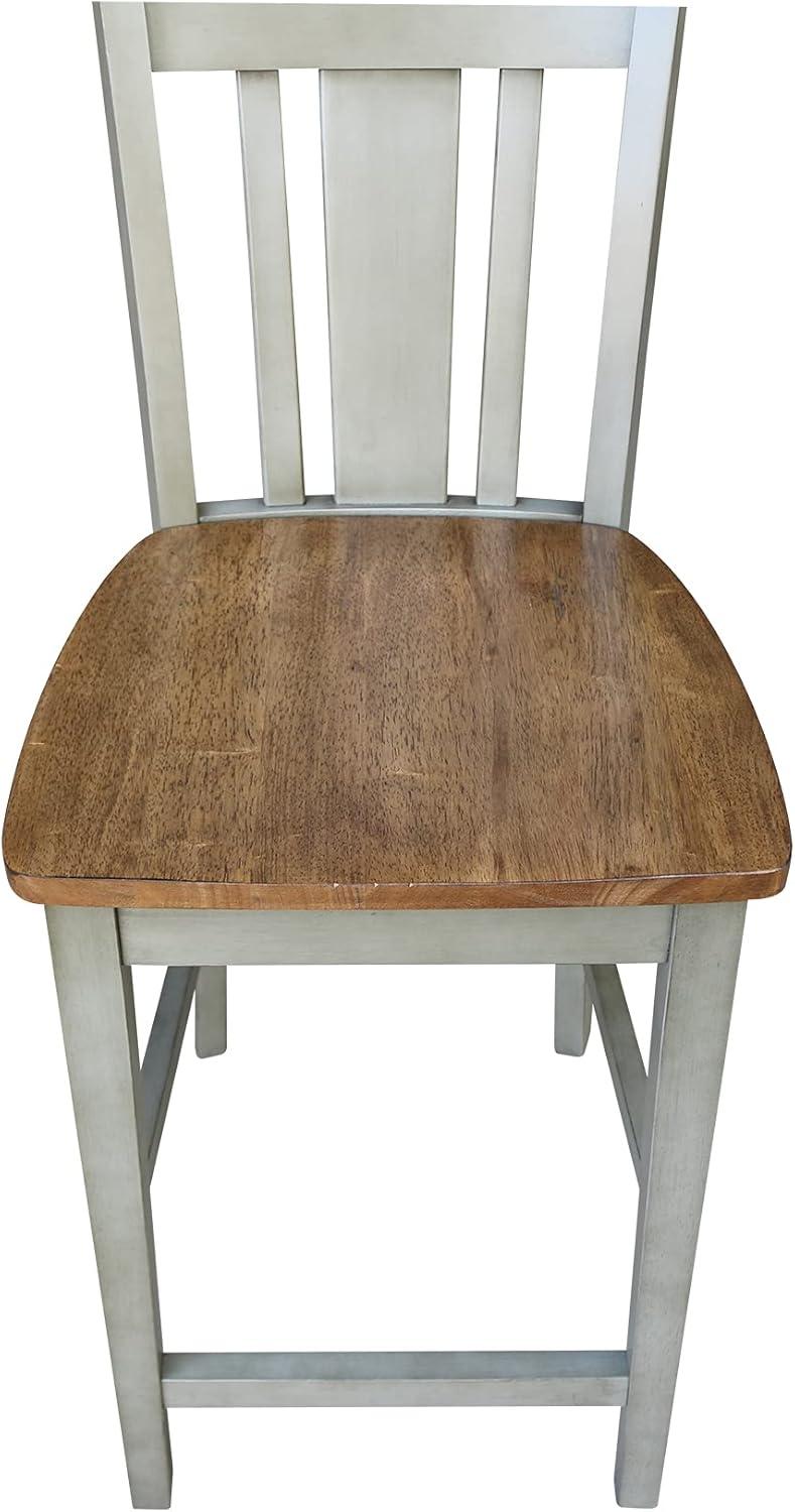 Distressed Hickory and Stone 24" Solid Wood Counter Stool