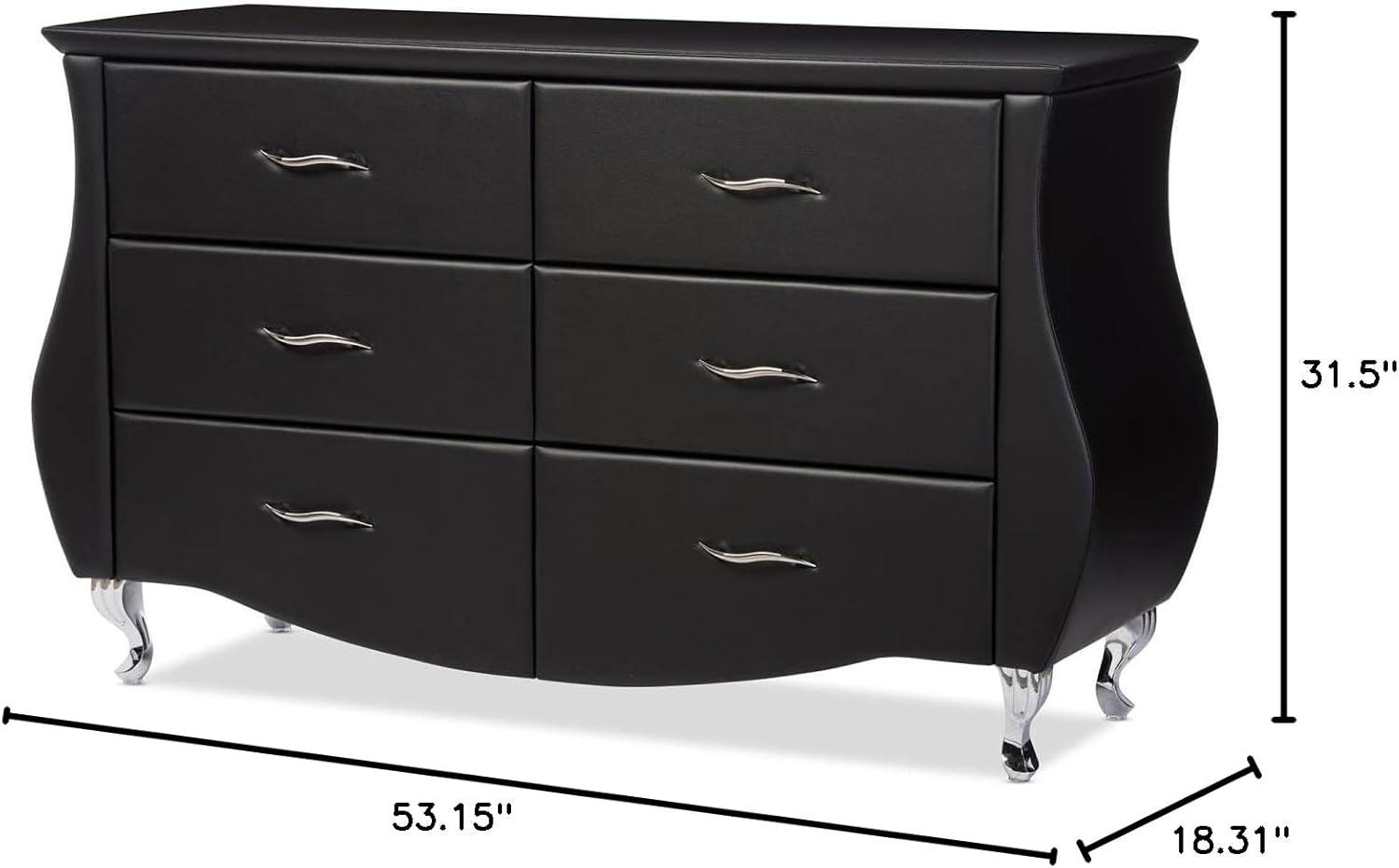 Enzo Modern and Contemporary Faux Leather 6 Drawer Dresser - Baxton Studio