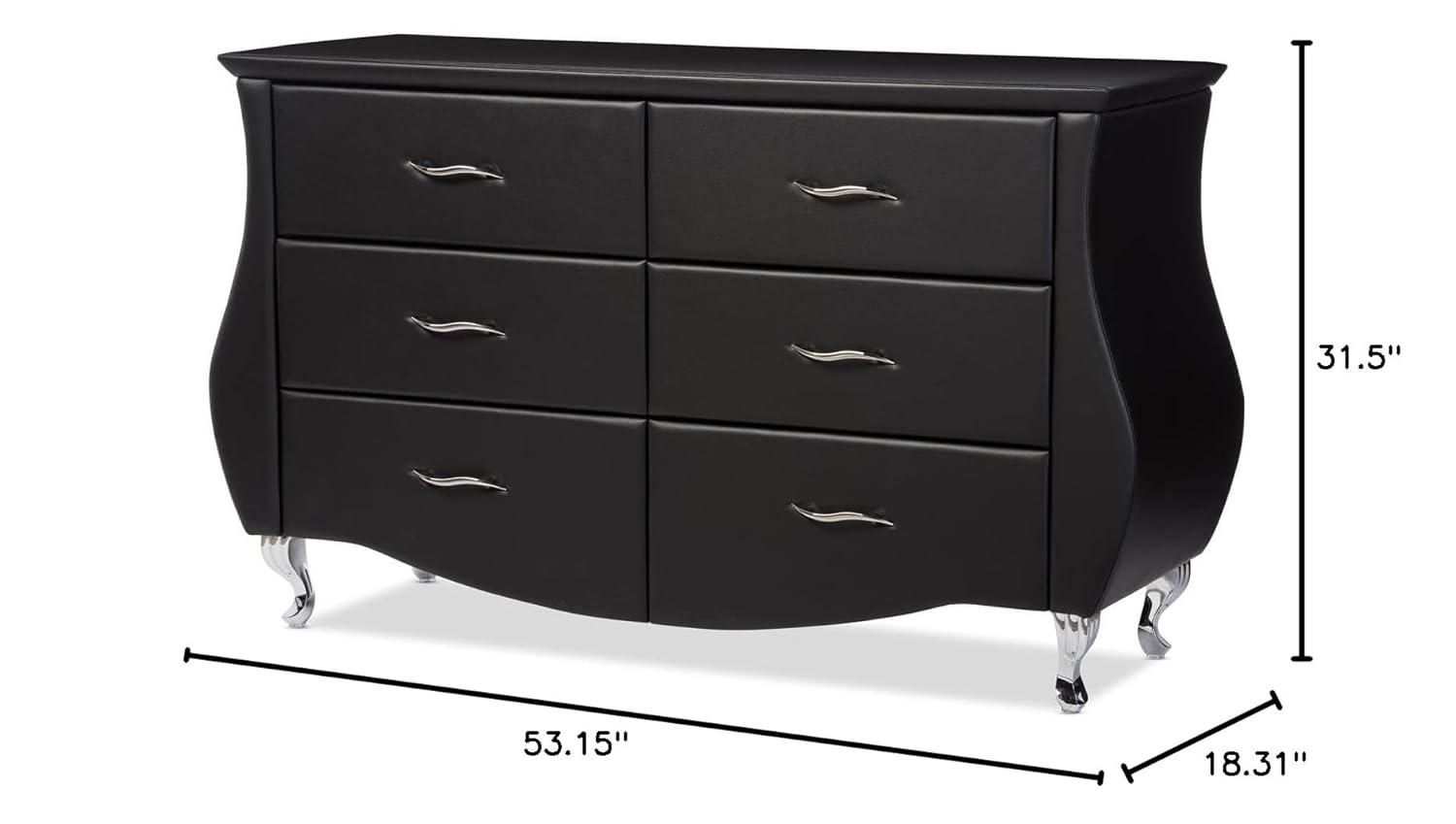 Enzo Modern and Contemporary Faux Leather 6 Drawer Dresser - Baxton Studio