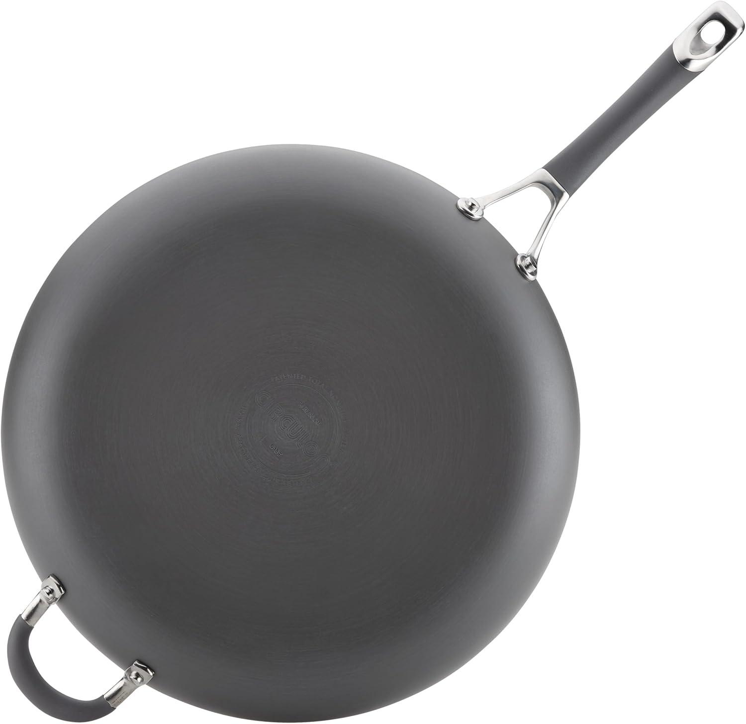 Gray 14-Inch Aluminum Nonstick Skillet with Helper Handle