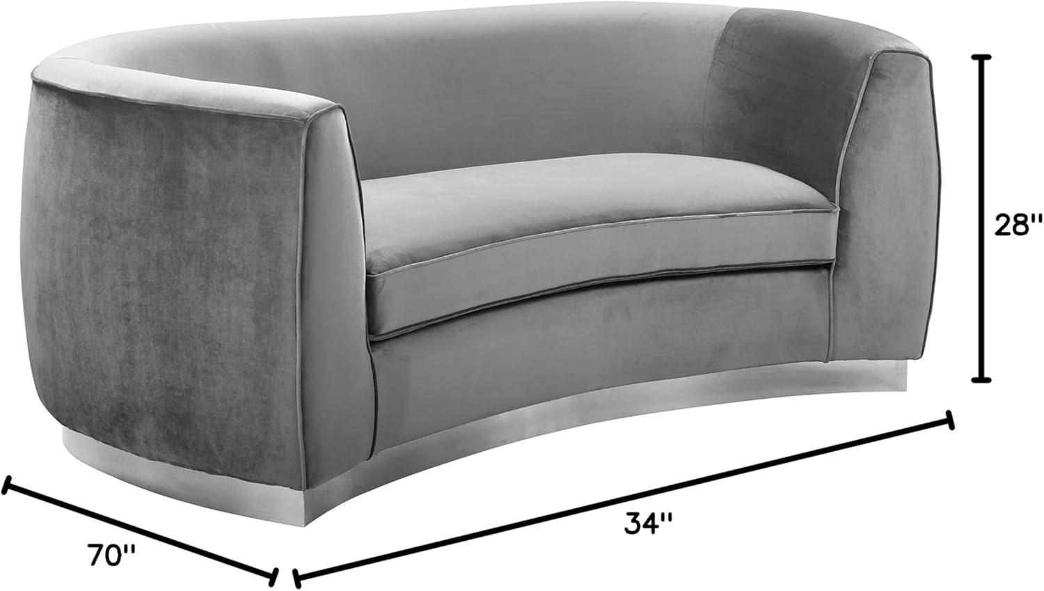 Meridian Furniture Julian Grey Velvet Loveseat