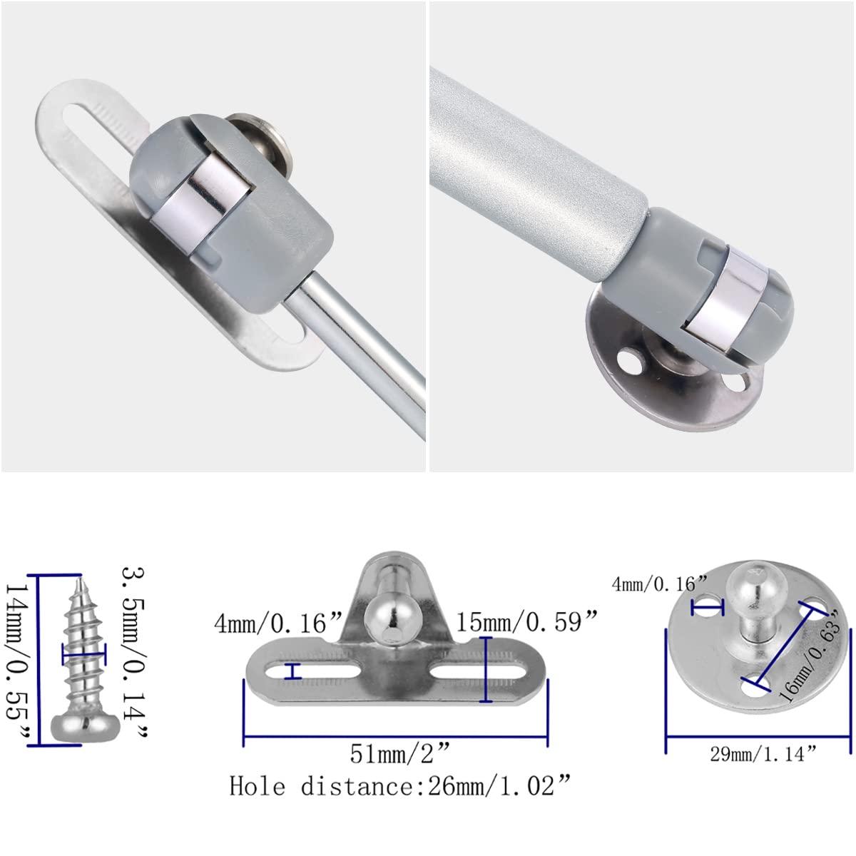30N/6.8 lb Gas Strut Cabinet Hinge Safety Lift Support, Soft Open & Down Lid Support & Buffer Telescopic Cabinet Door Glue Head Gas Spring Supports 10 inch Length (4 Pack)