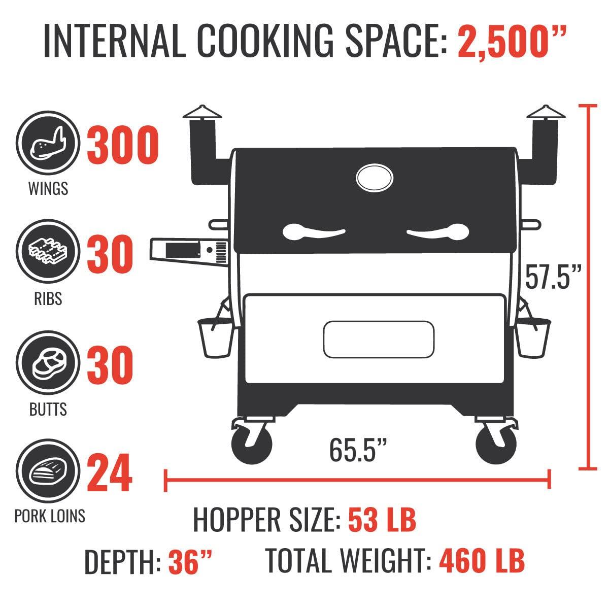 recteq RT-2500 BFG Pellet Smoker Grill, Electric Pellet Grill, 2500 Sq In Cook Space, Wi-Fi, Outdoor Grills & Smokers