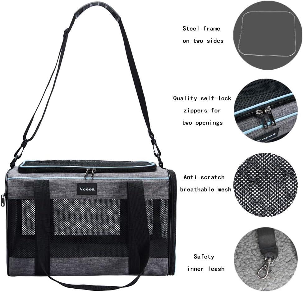 Gray Soft-Sided Airline Approved Pet Carrier with Mesh Windows