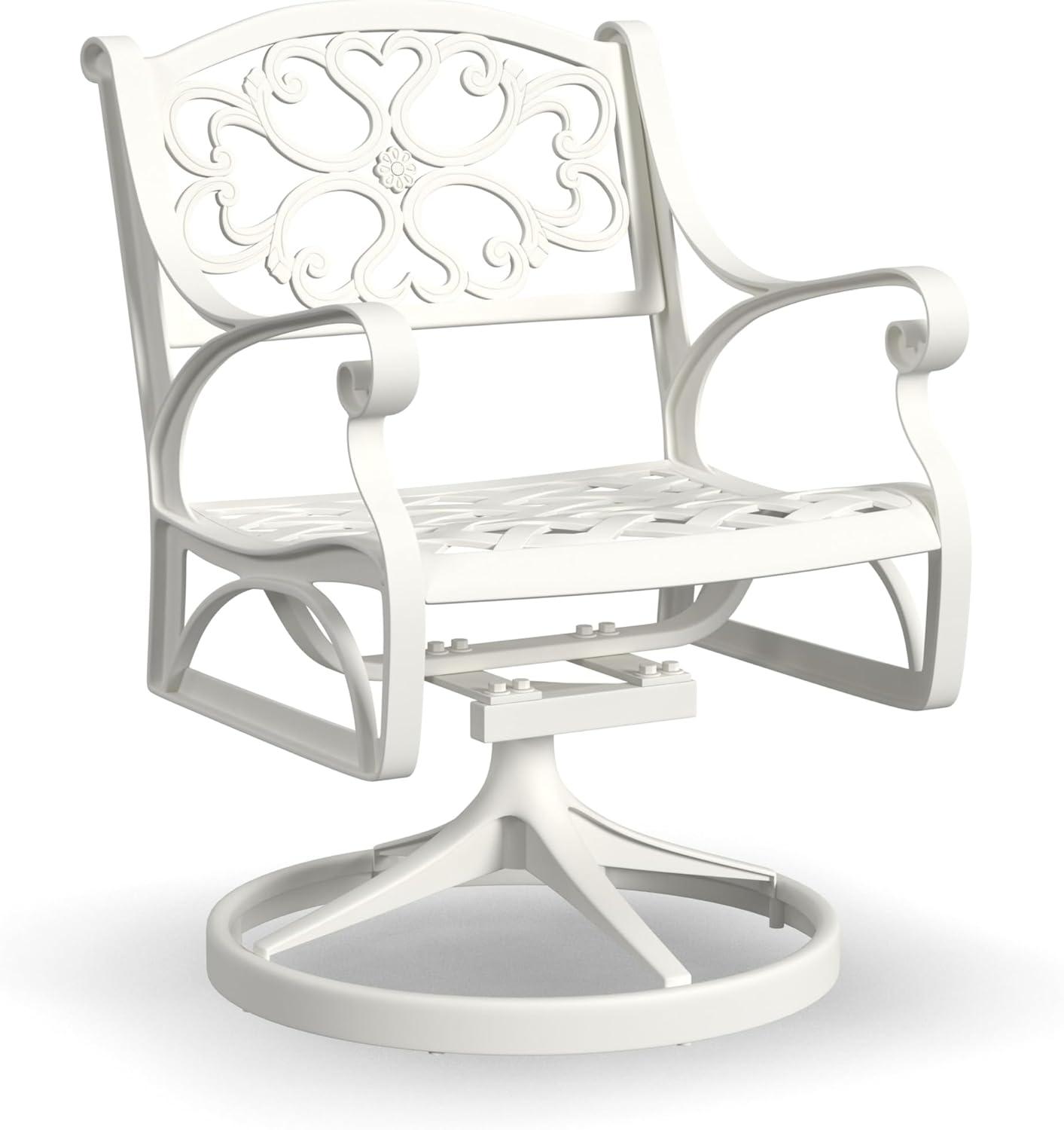 Sanibel Cast Aluminum White Outdoor Swivel Rocking Chair