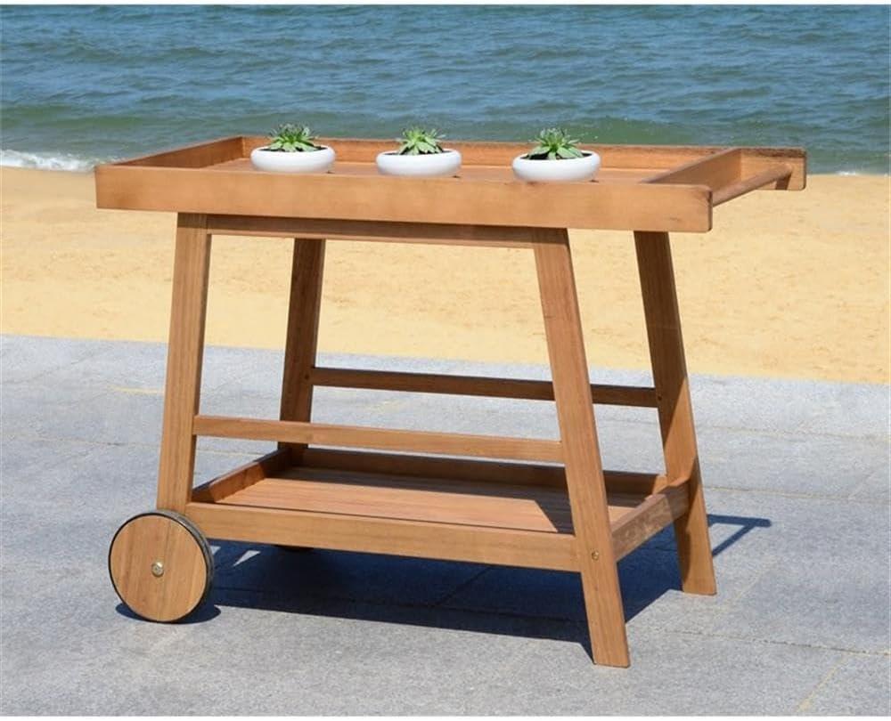Renzo Indoor/Outdoor Serving Cart PAT7032 - Natural - Safavieh