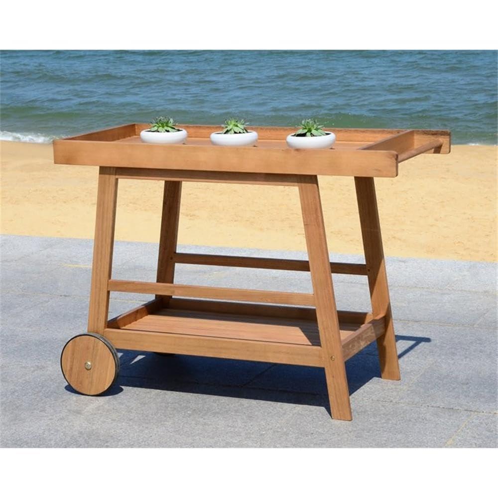 Renzo Indoor/Outdoor Serving Cart PAT7032 - Natural - Safavieh