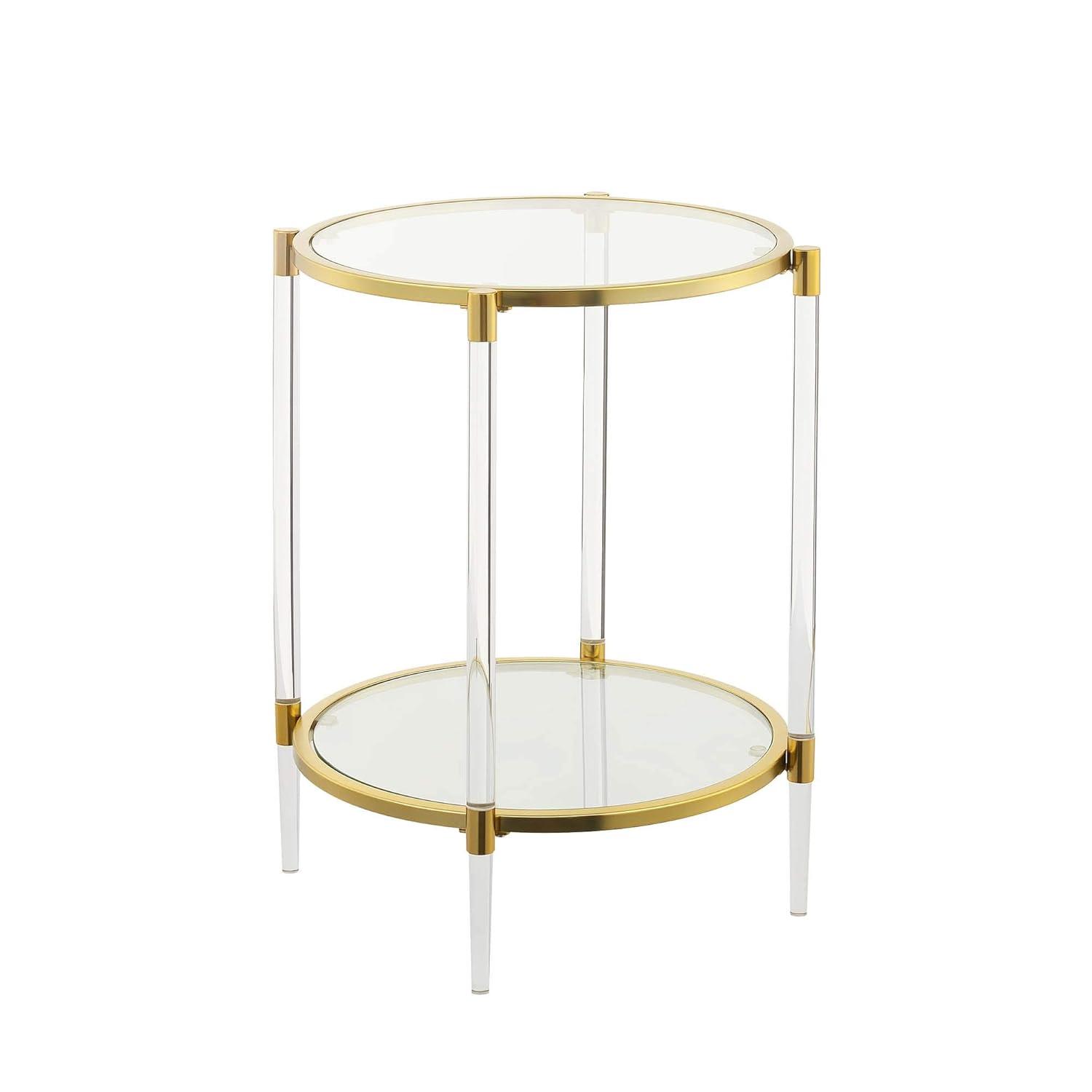 Convenience Concepts Royal Crest Acrylic Clear Glass End Table with Gold Frame
