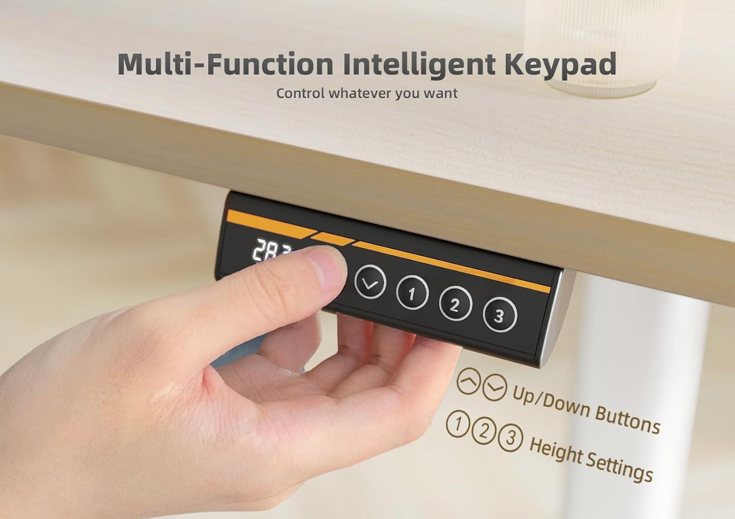 YDN Electric Standing Desk, 48x24 Inch Stand up Desk Adjustable Height, Sit Stand Home Office Desk with Splice Board, Natural Top