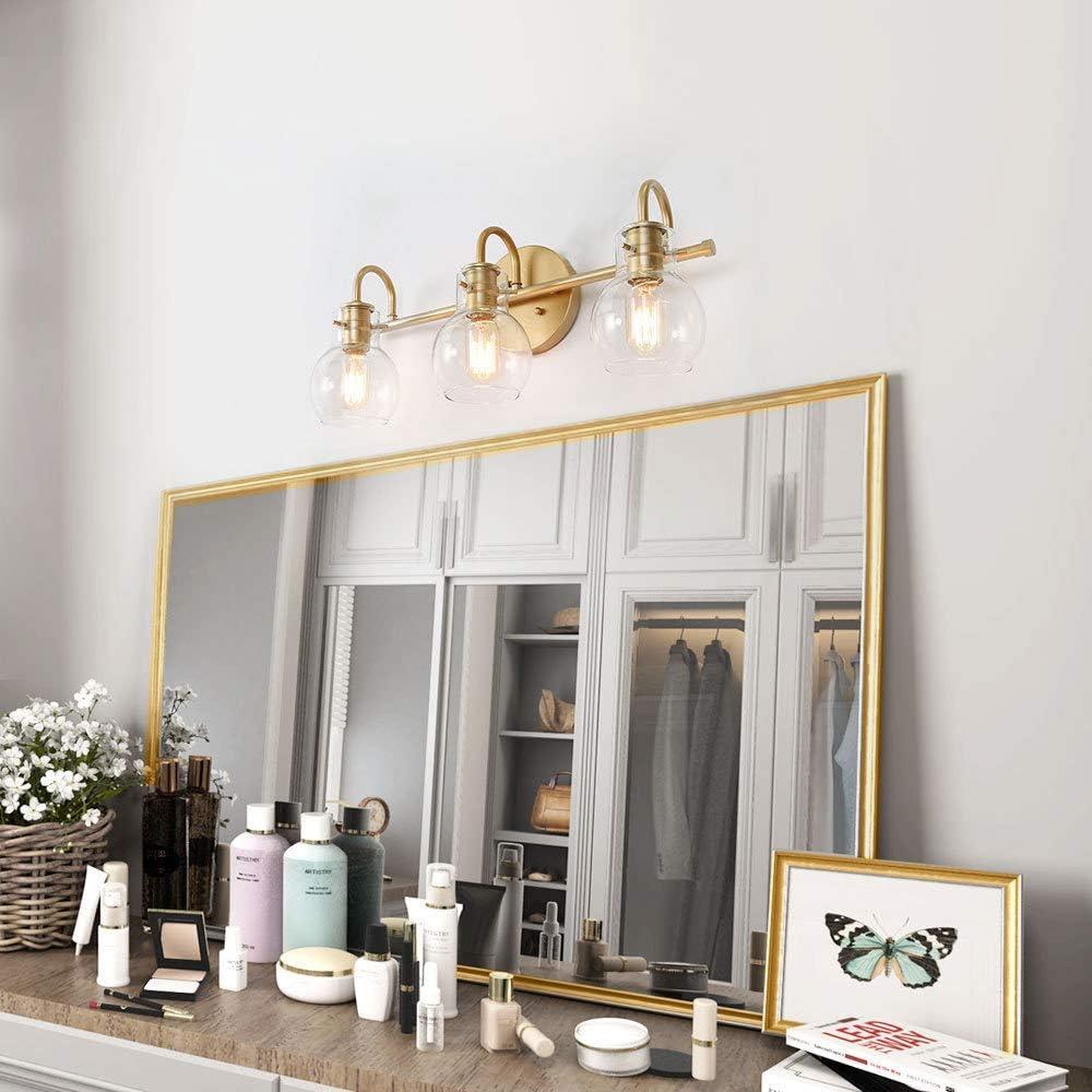 LALUZ Robb Modern 3-Light Gold Bathroom Light