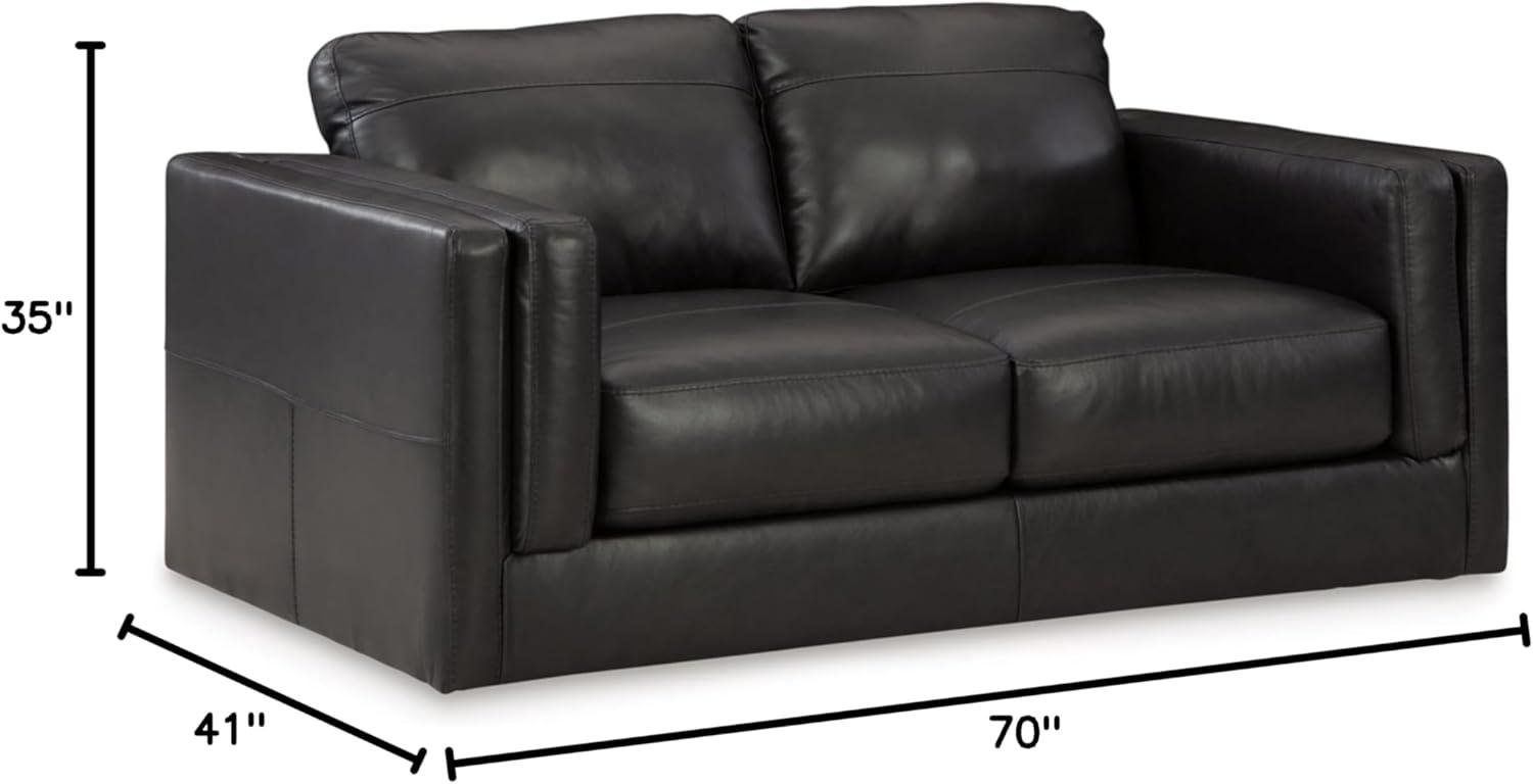 Amiata Black Faux Leather Pillow-top Arm Loveseat