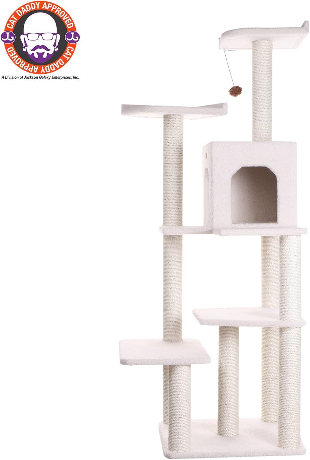 Armarkat 68-in Cat Tree & Condo Scratching Post Tower, Ivory