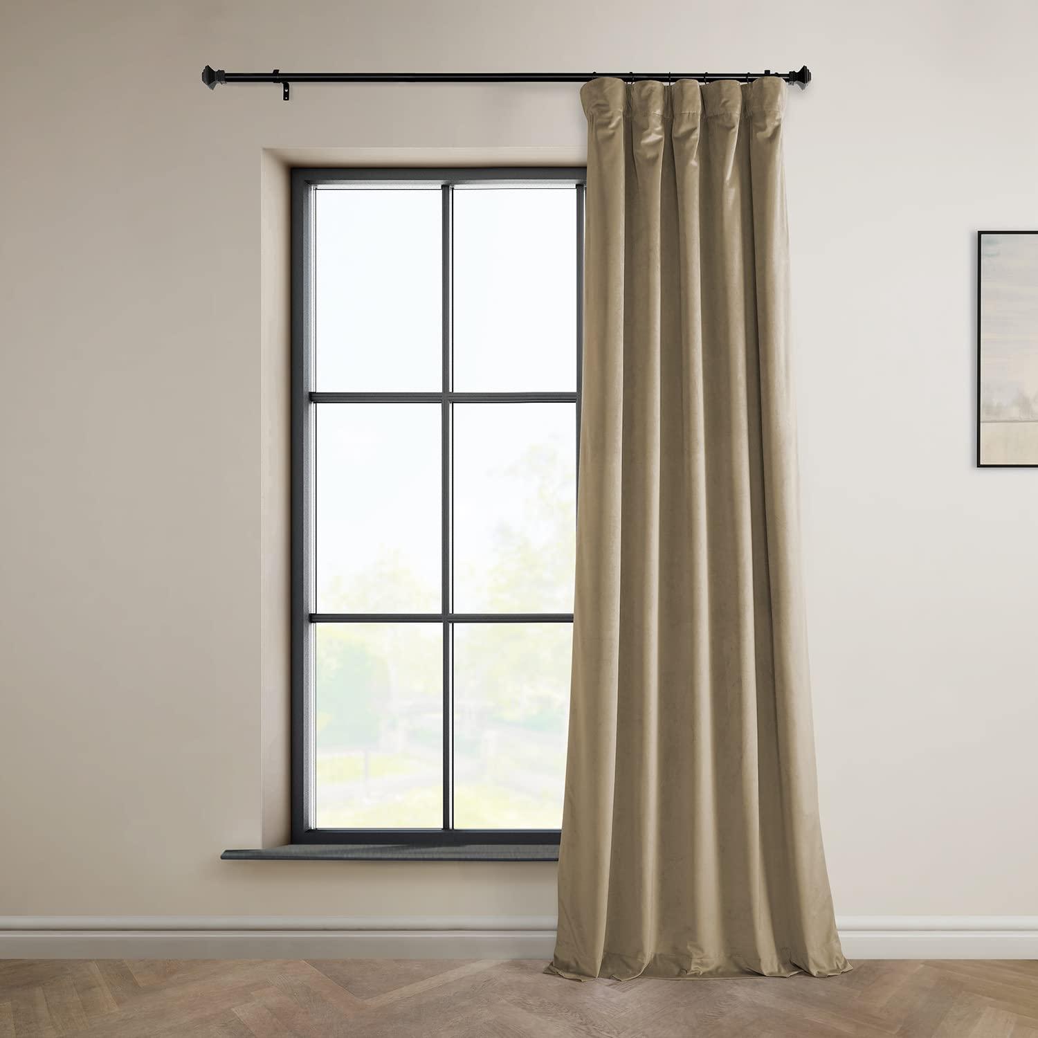 Half Price Drapes Museum Taupe Heritage Plush Velvet Room Darkening Curtains (1 Panel), 50W X 120L