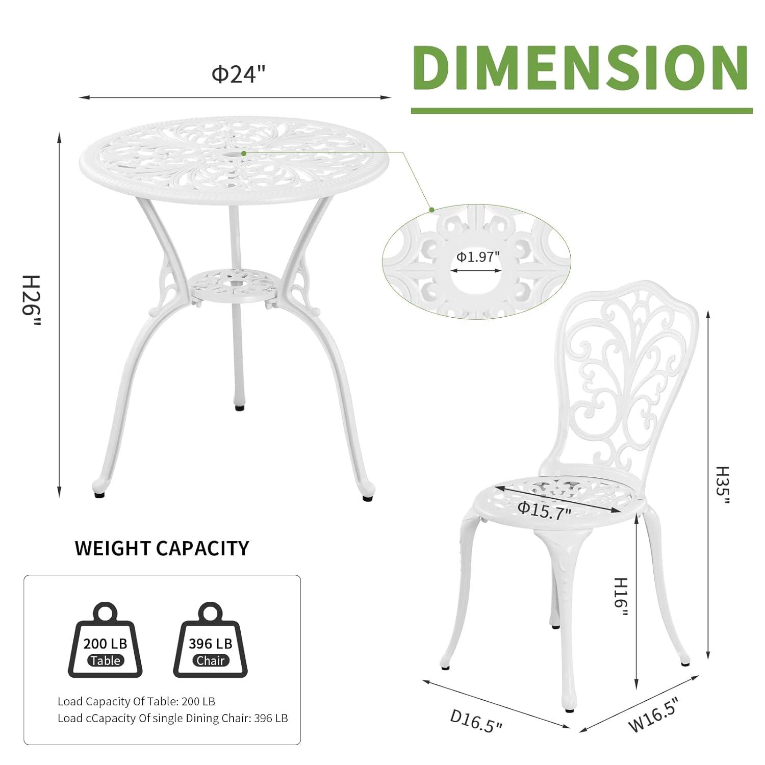 SunnyDaze Decor 2 - Person Metal Patio Dining Set with Round Table