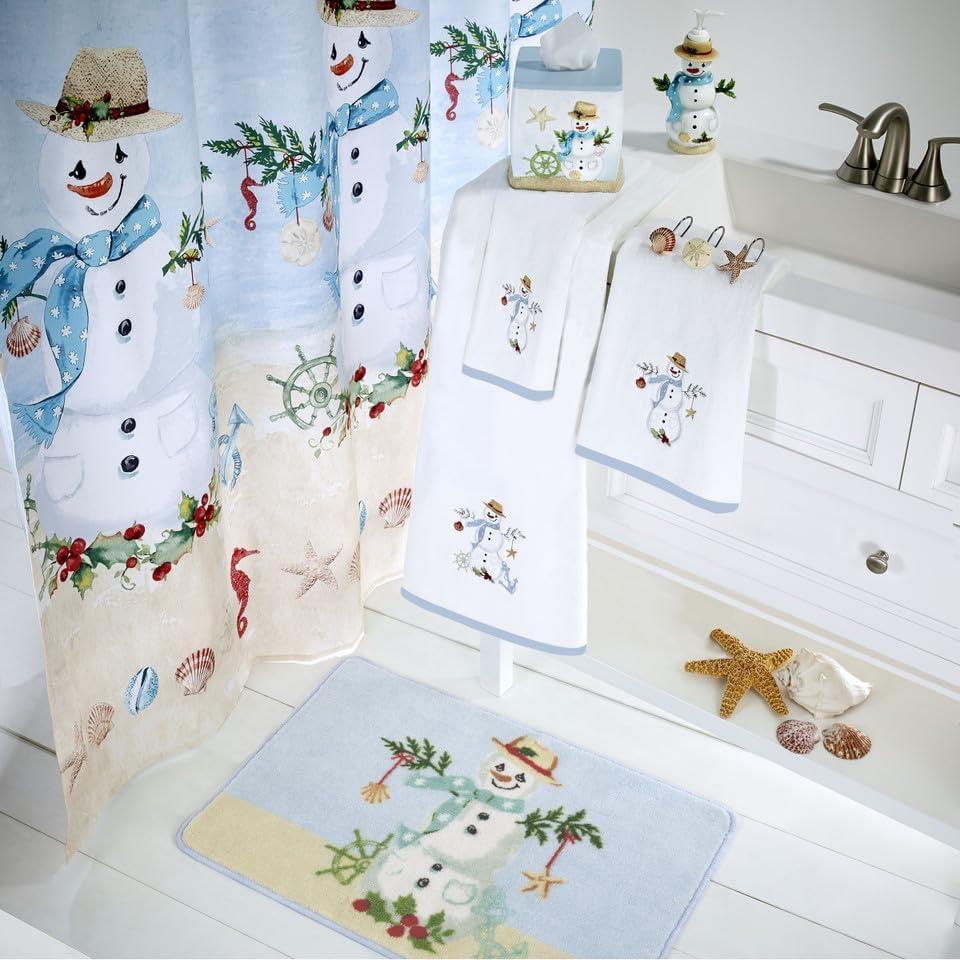 Coastal Snowman Polyester Shower Curtain 72" x 72"