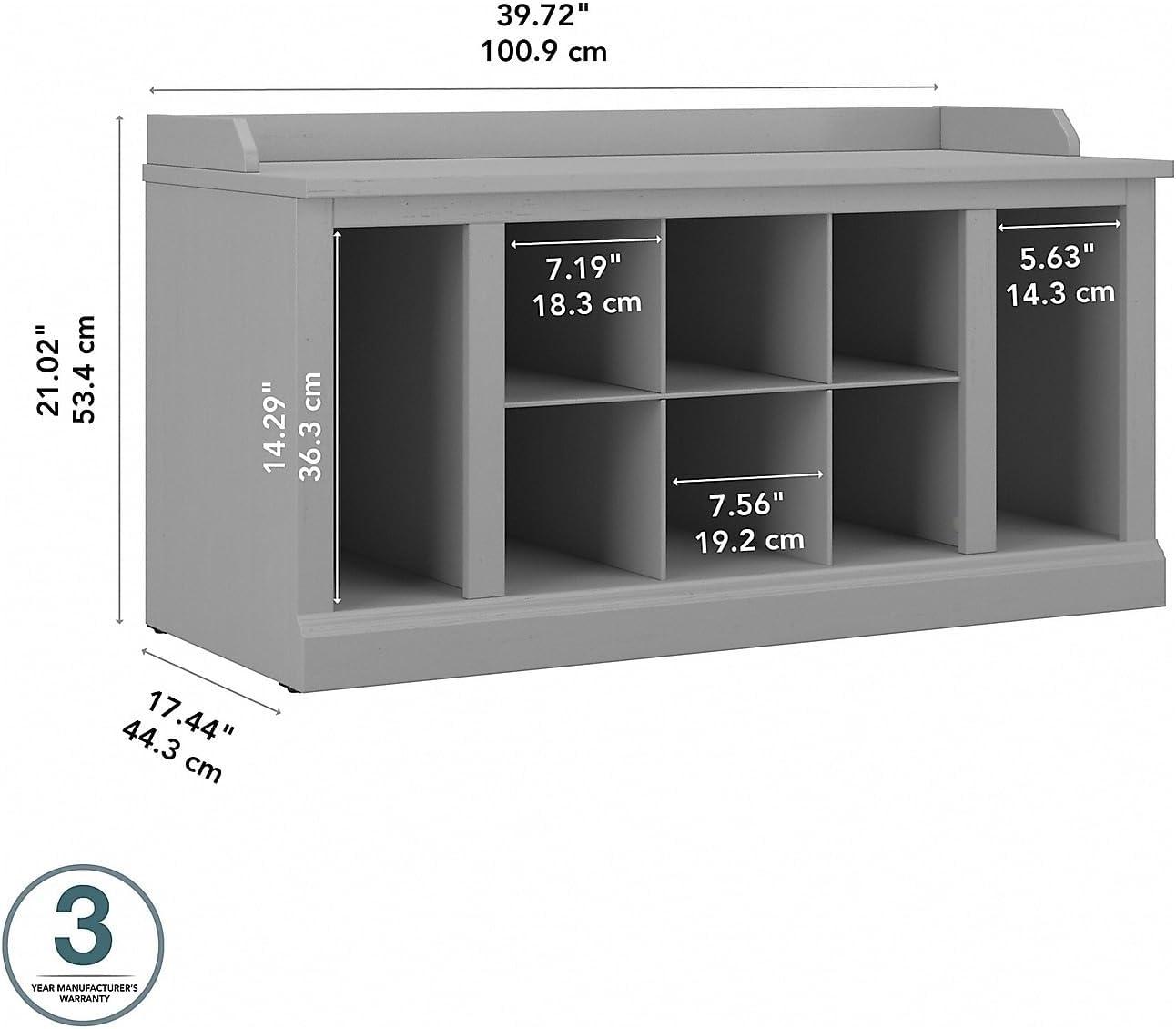 Woodland 40W Shoe Storage Bench with Shelves in Cape Cod Gray - Engineered Wood