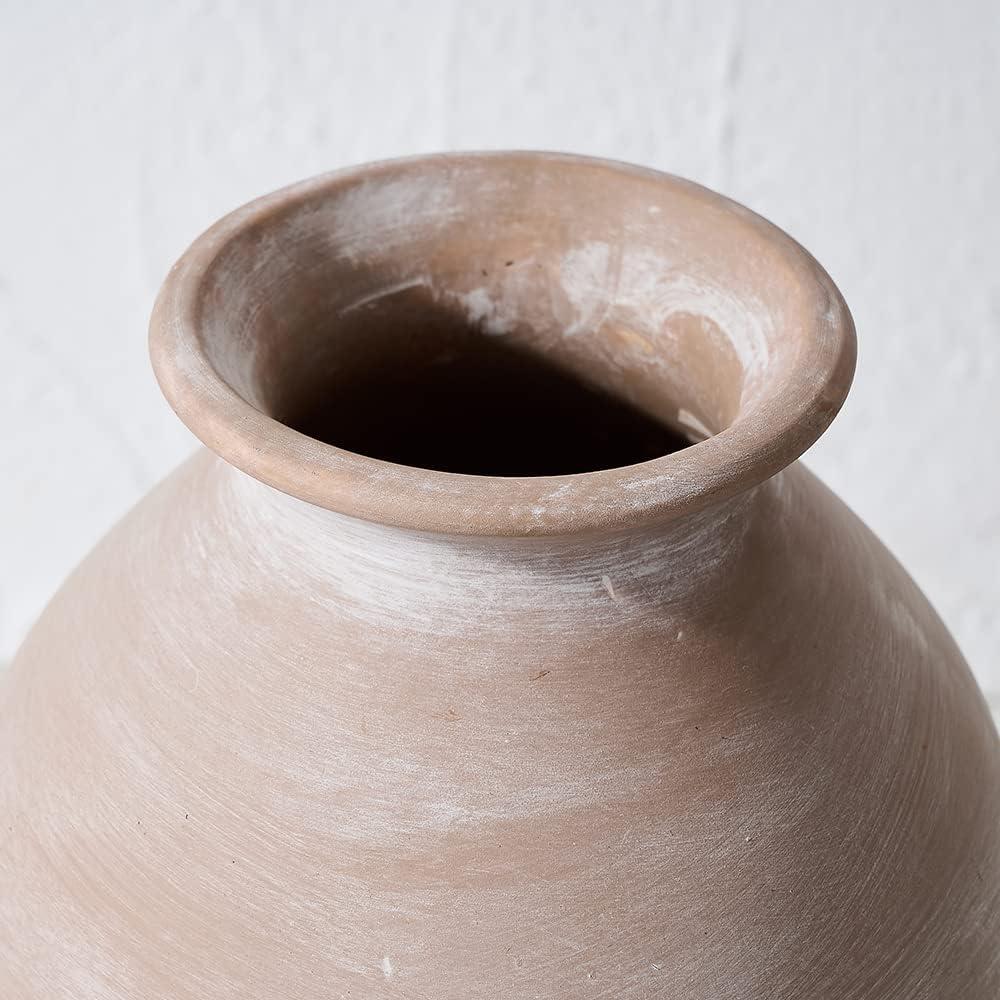 Whitewashed Terracotta Rustic Farmhouse Decorative Vase