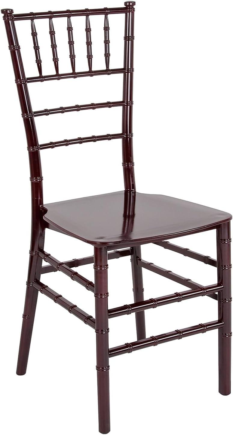 Elegant Mahogany Brown Resin Chiavari Stackable Chair