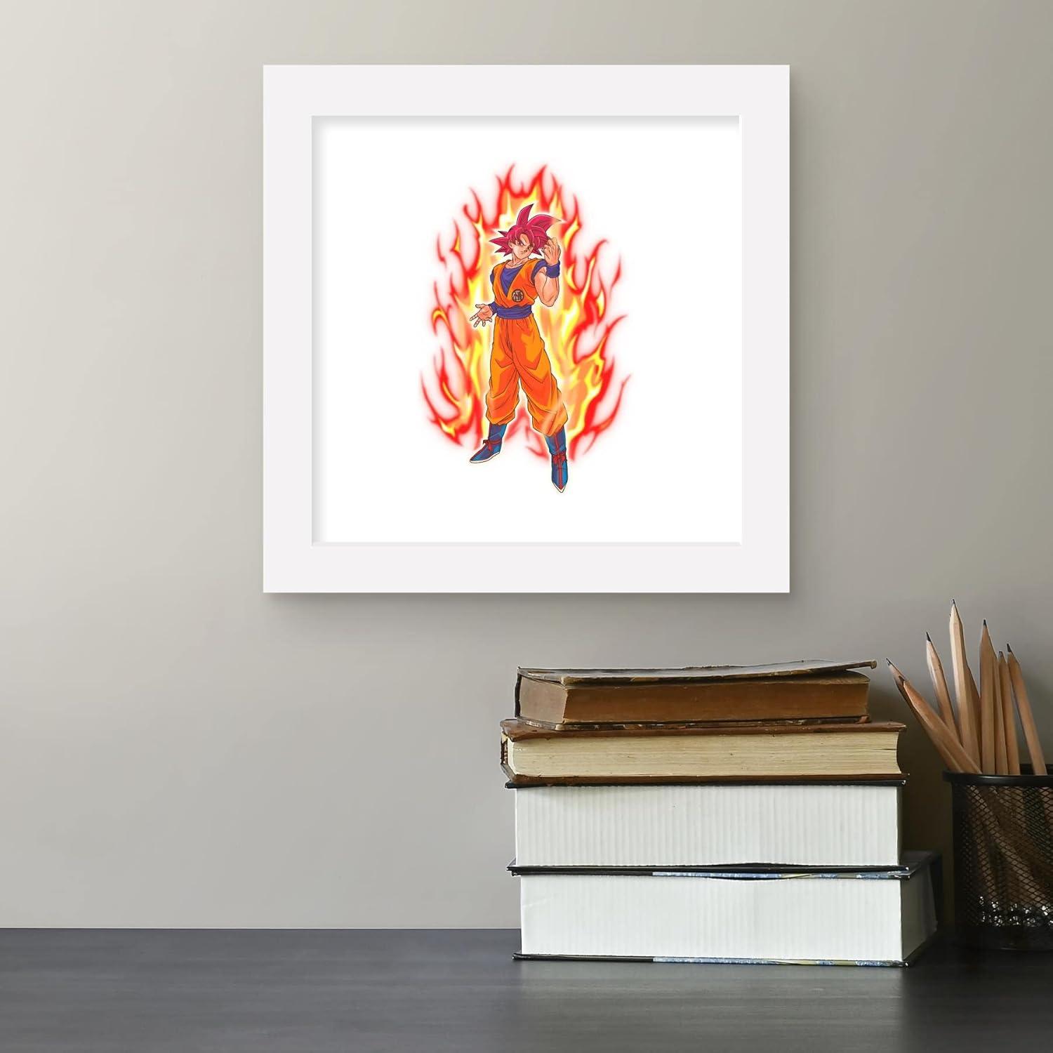 Gallery Pops Dragon Ball: Super - Super Saiyan God Goku Wall Art, White Framed Version, 12" x 12"
